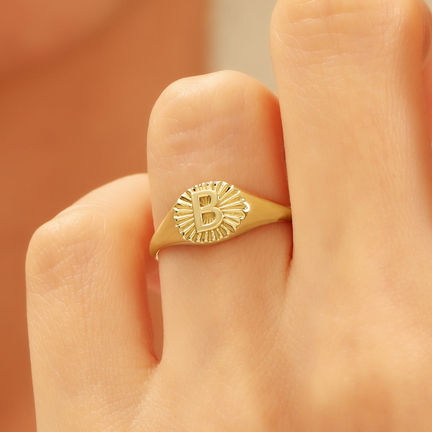 Personalized Gold Signet Ring with Custom Letter