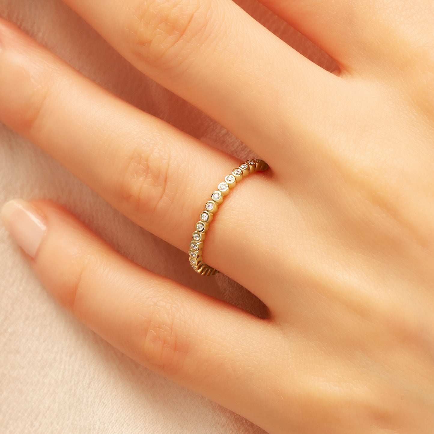 14K Zircon Eternity Band Ring