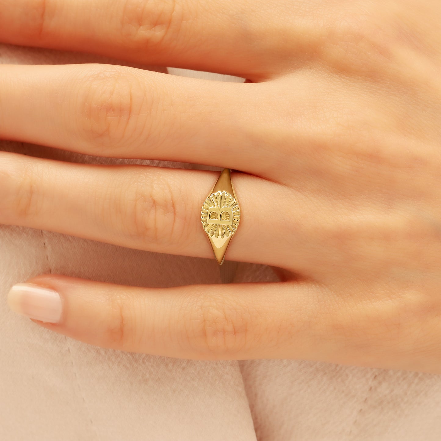 Personalized Gold Signet Ring with Custom Letter
