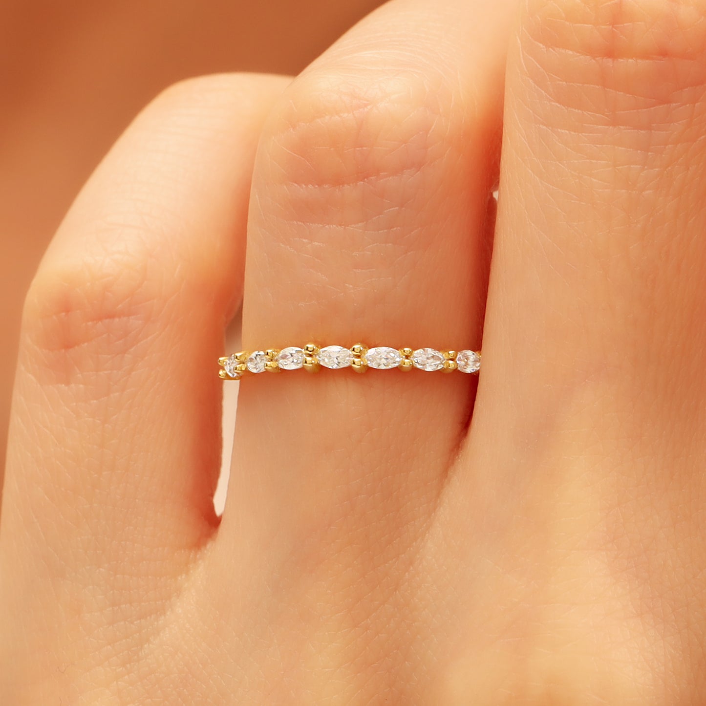 Dainty Marquise Band Ring in 14K