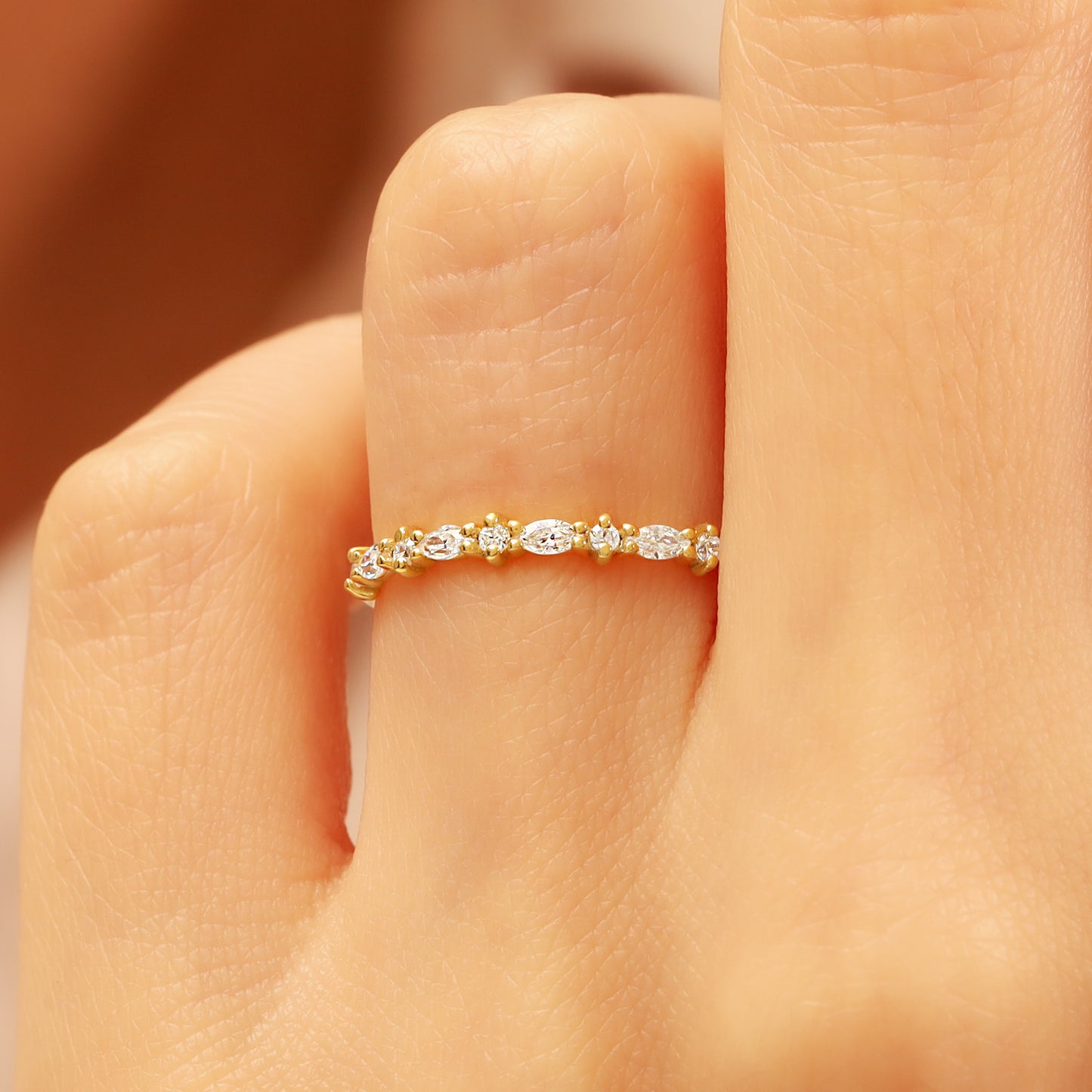14K Gold Marquise Zircon Ring