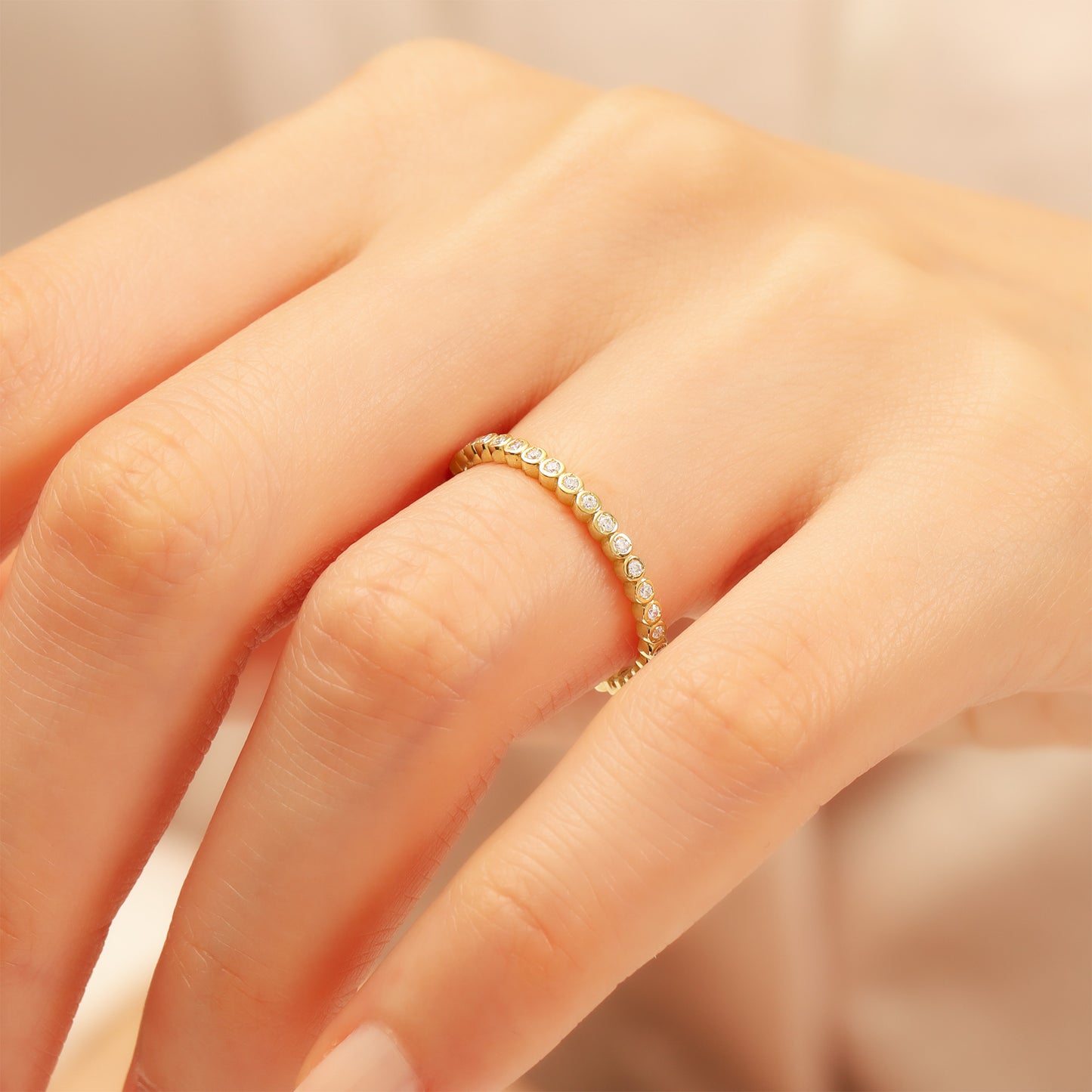 14K Zircon Eternity Band Ring