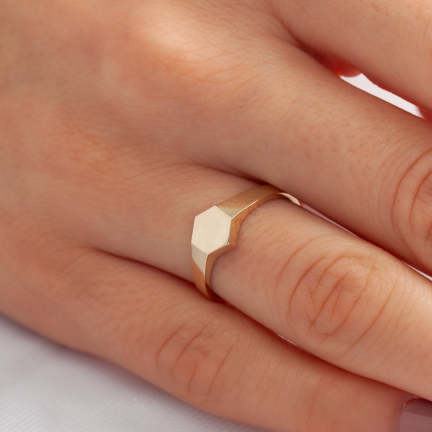 14K Hexagon Knight Ring in Gold