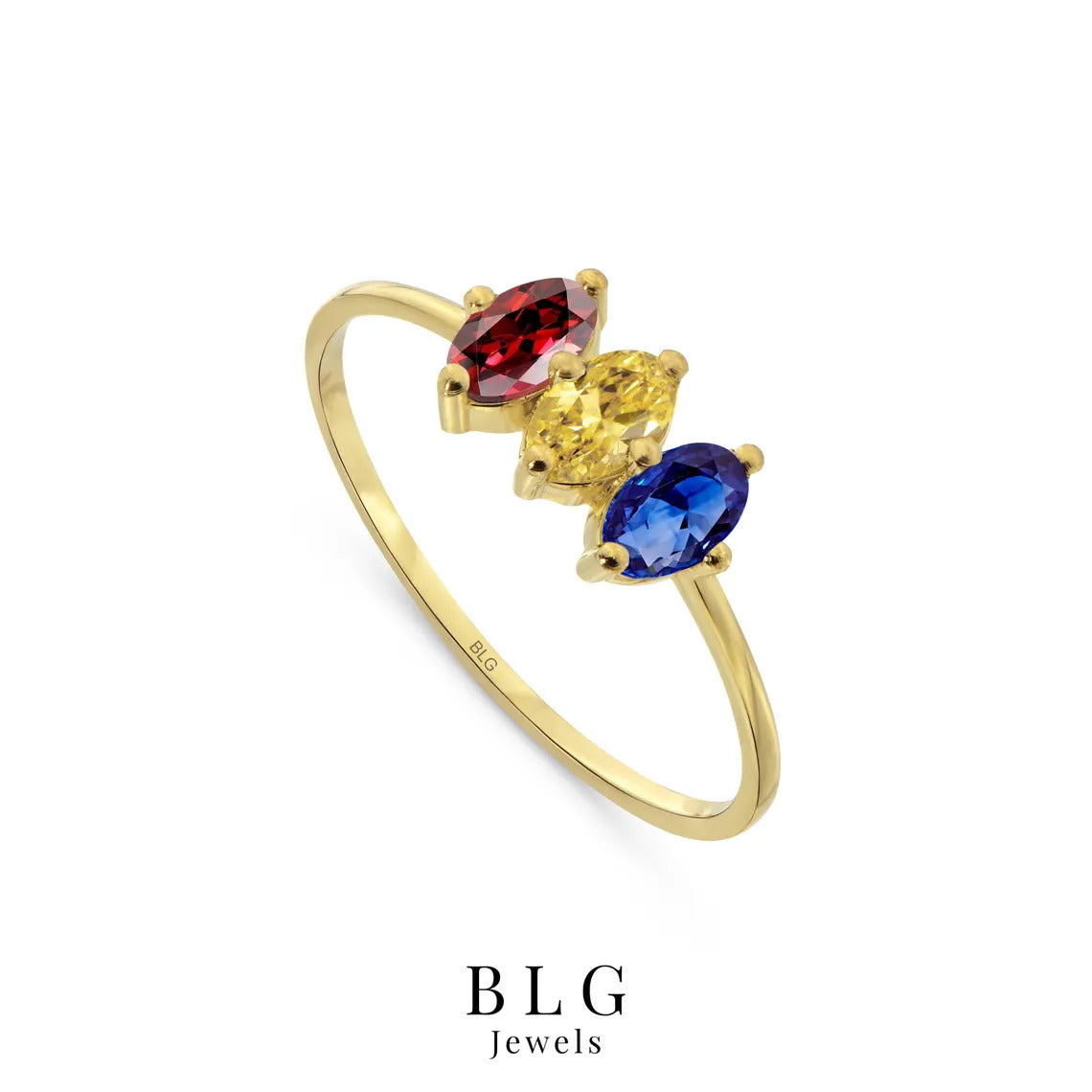 14K Solid Gold Oval Birthstone Ring for Mom