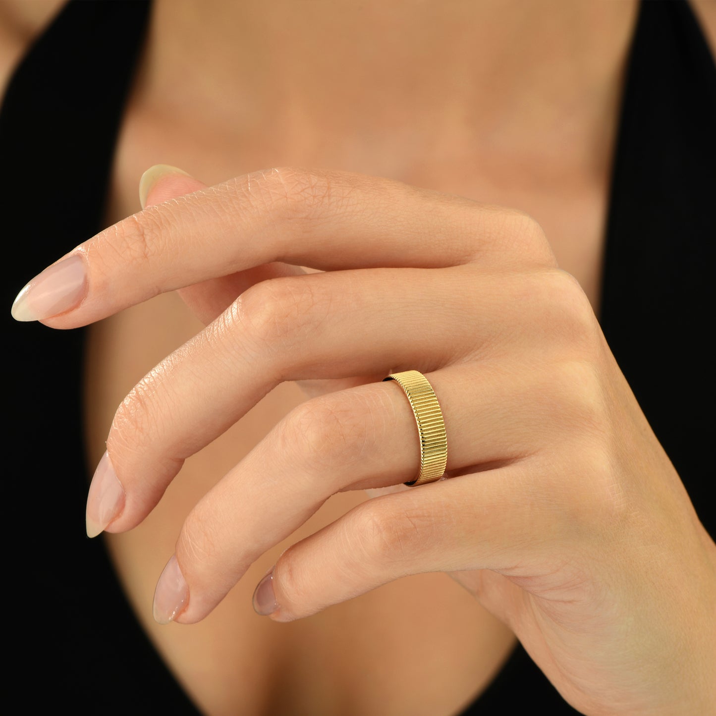 14K Textured Gold Band Ring