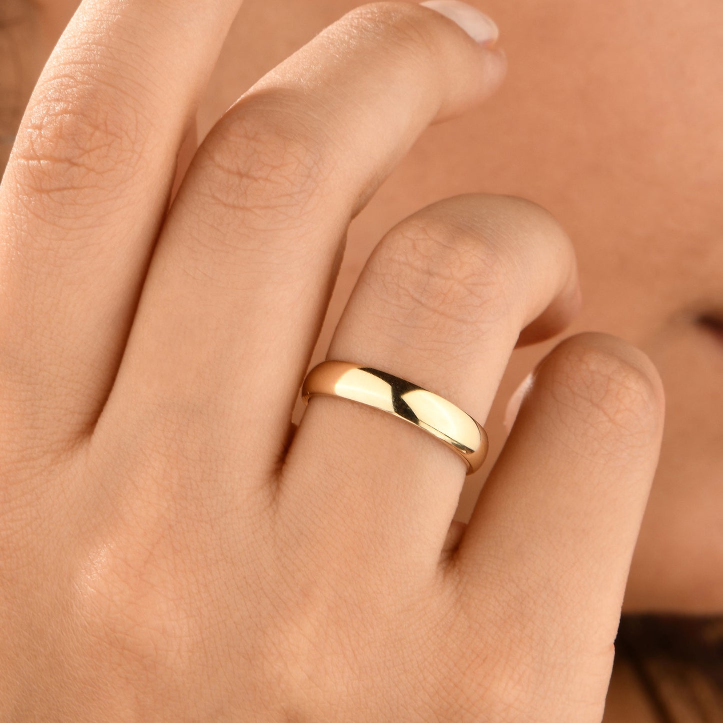 14K Solid Gold Wedding Band Ring