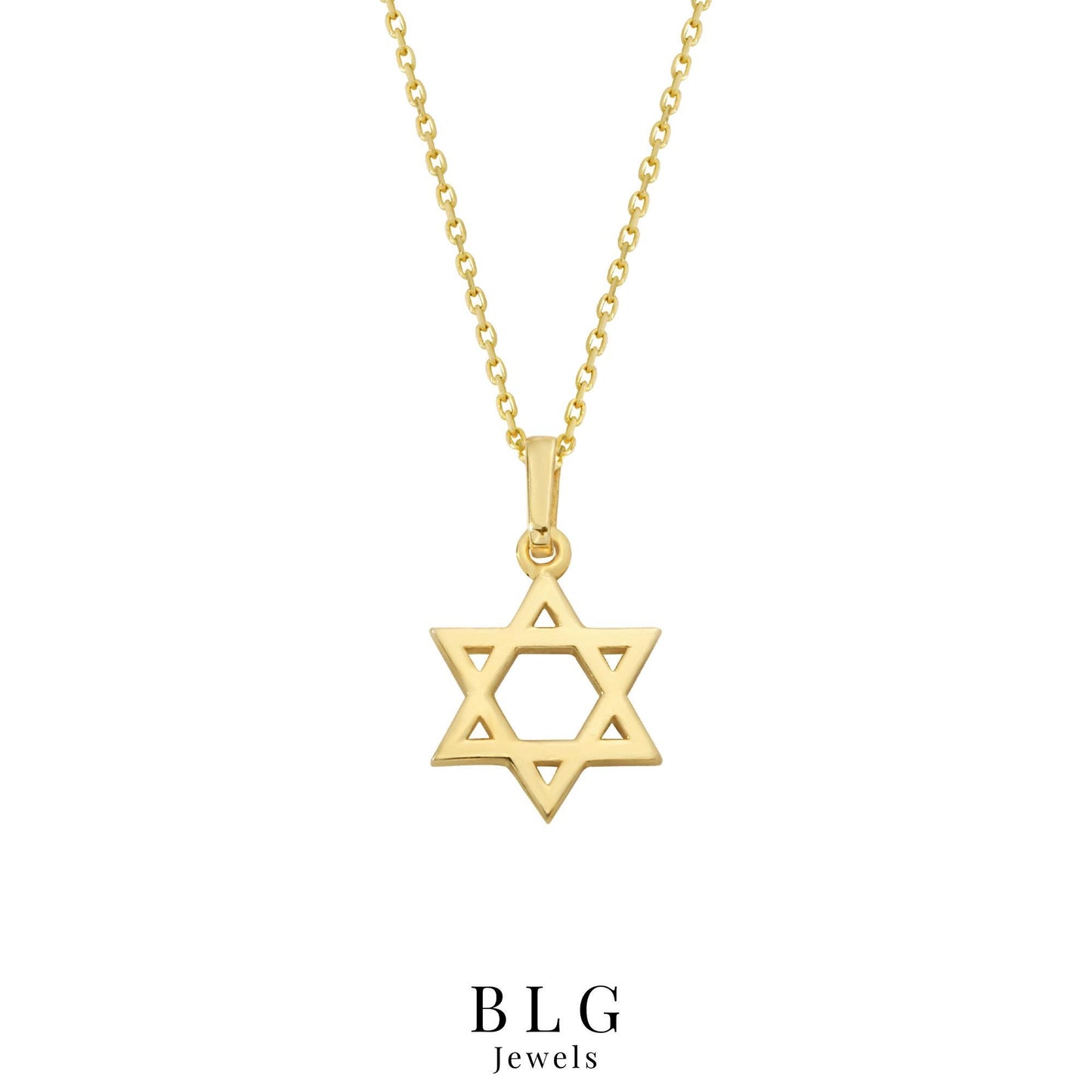 14K Solid Gold Midi Star Of David Necklace, Star Of David Pendant, Dainty Jewish Star Charm, Gold Religious Necklace, Magen David Pendant