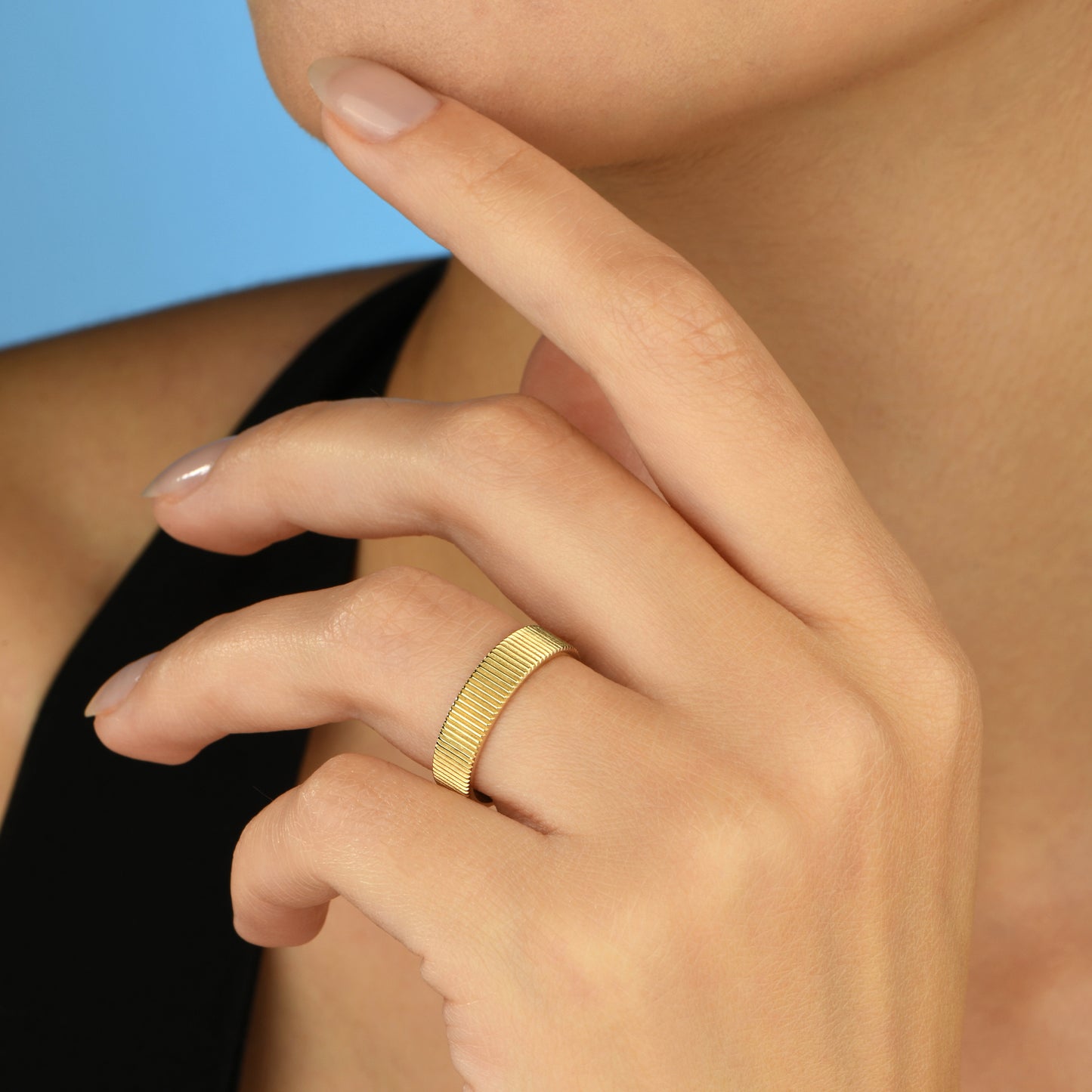 14K Textured Gold Band Ring