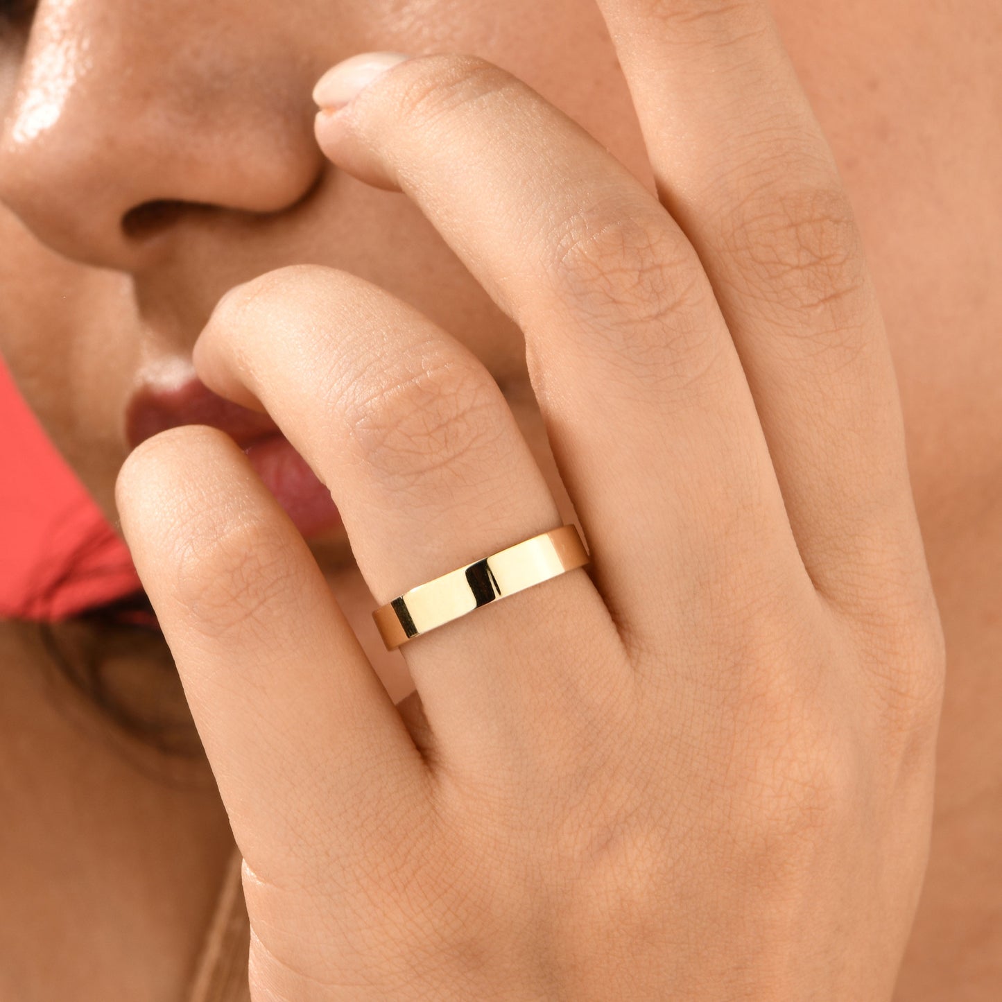 14K Solid Gold Flat Wedding Band