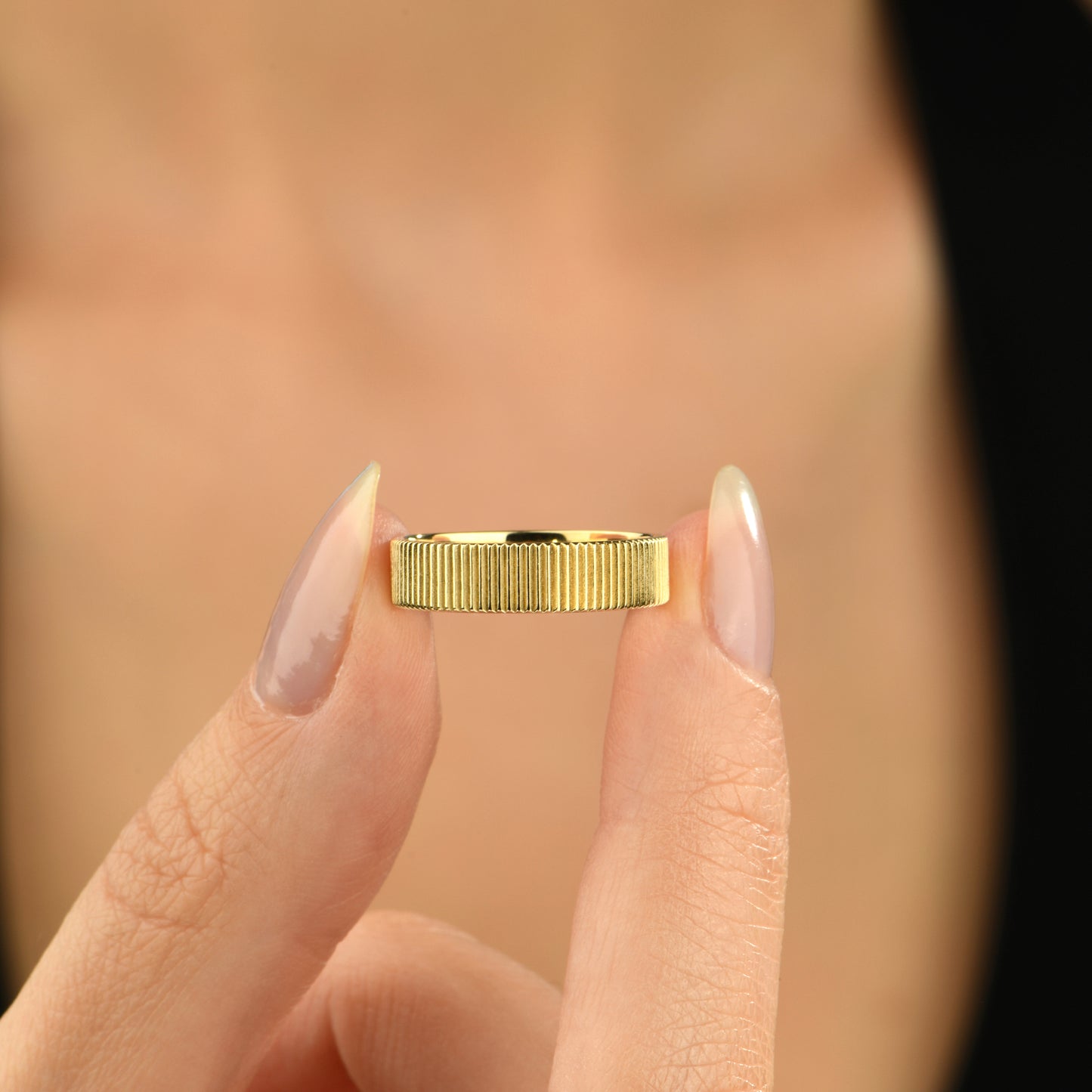 14K Textured Gold Band Ring