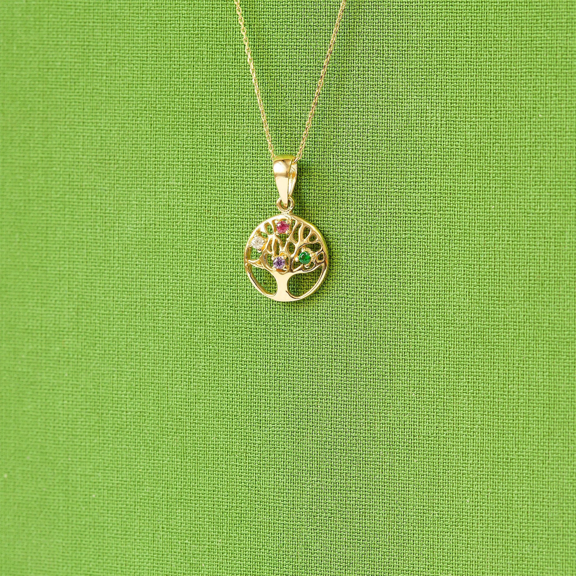14k Solid Gold Tree of Life Necklace Pendant, Diamond Family Medallion Tree Pendant Necklace, Gold Tree Necklace For Women, Nature Pendant