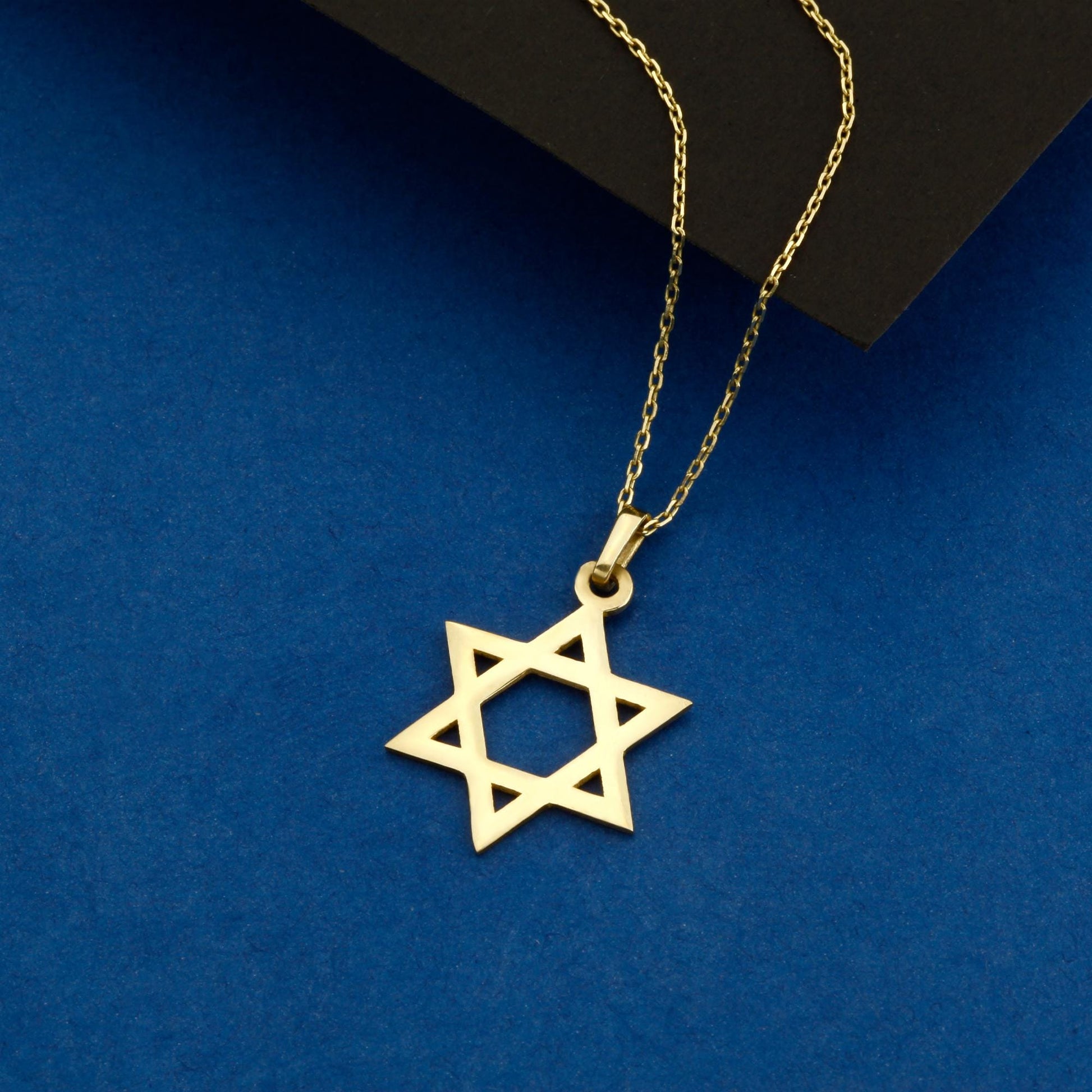14K Solid Gold Midi Star Of David Necklace, Star Of David Pendant, Dainty Jewish Star Charm, Gold Religious Necklace, Magen David Pendant