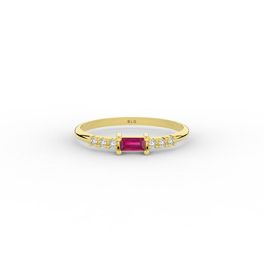 Ruby Baguette 14K Ring in Gold