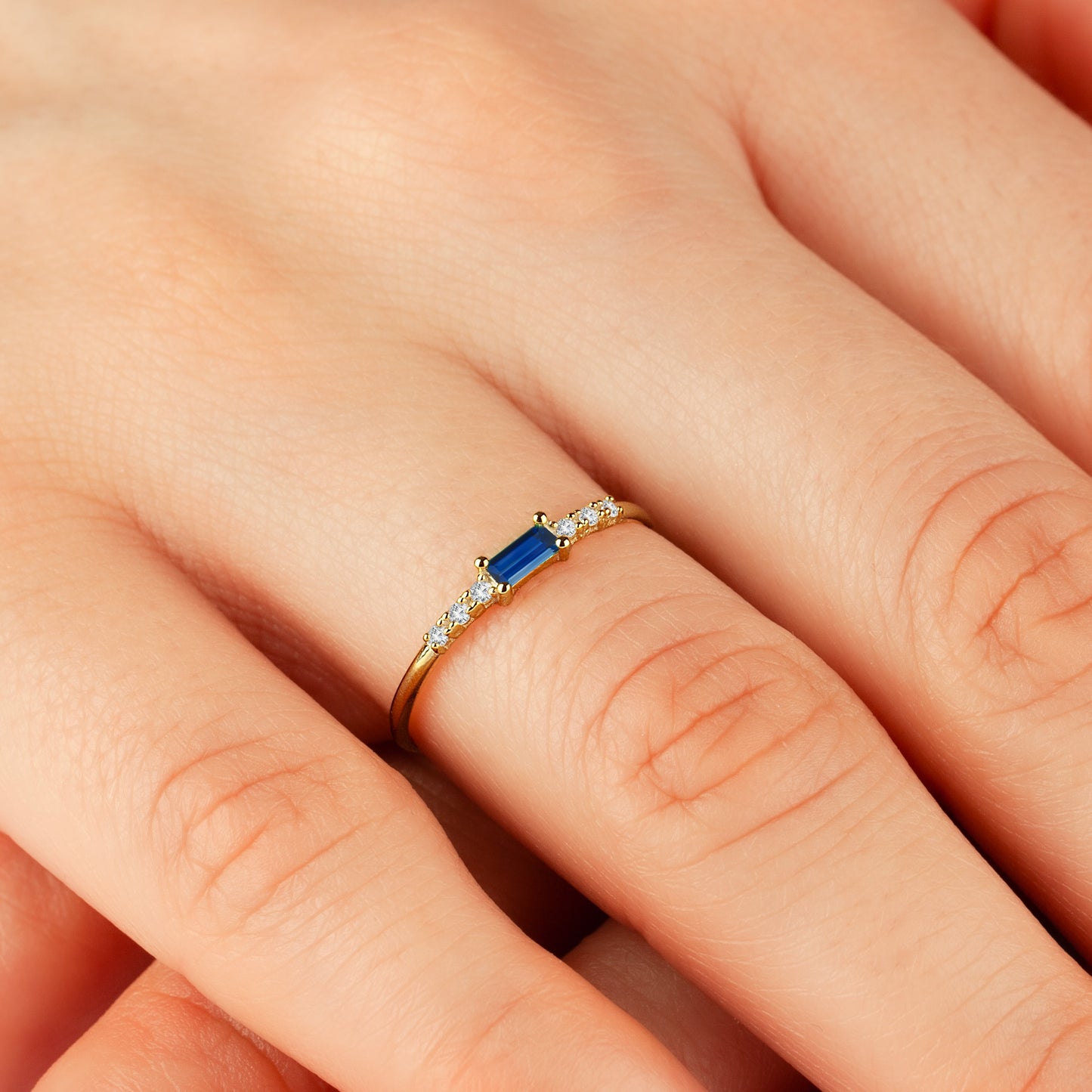 Sapphire Baguette 14K Ring in Gold