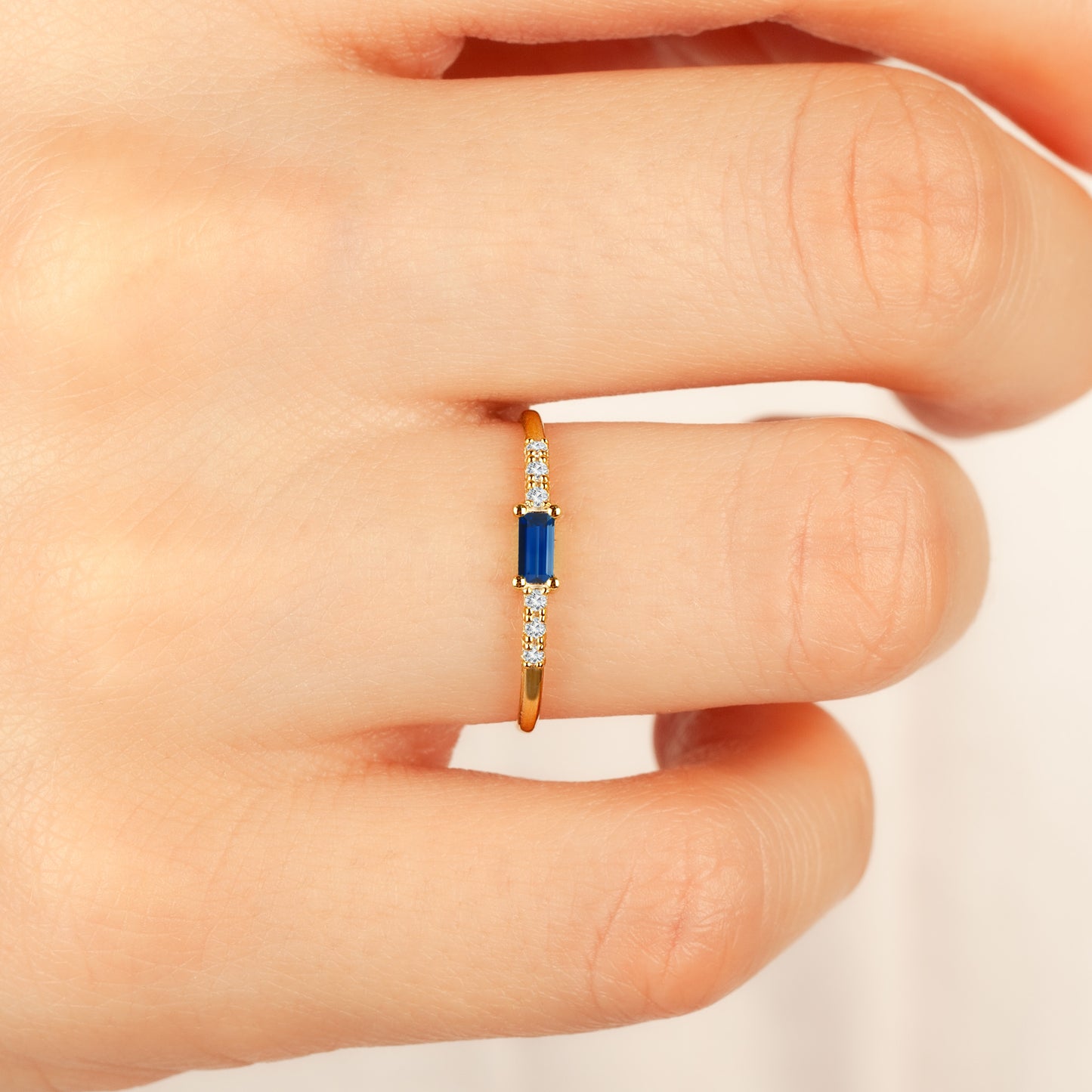 Sapphire Baguette 14K Ring in Gold
