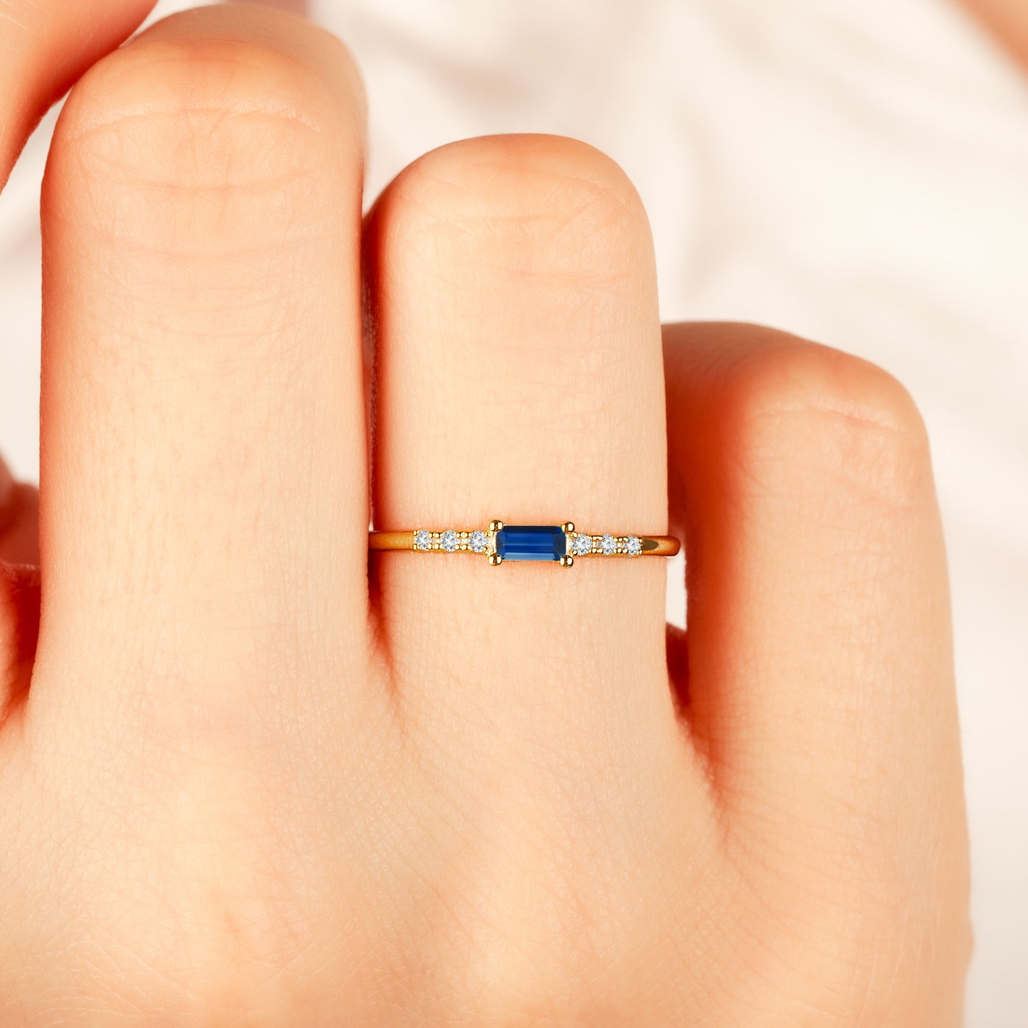 Sapphire Baguette 14K Ring in Gold