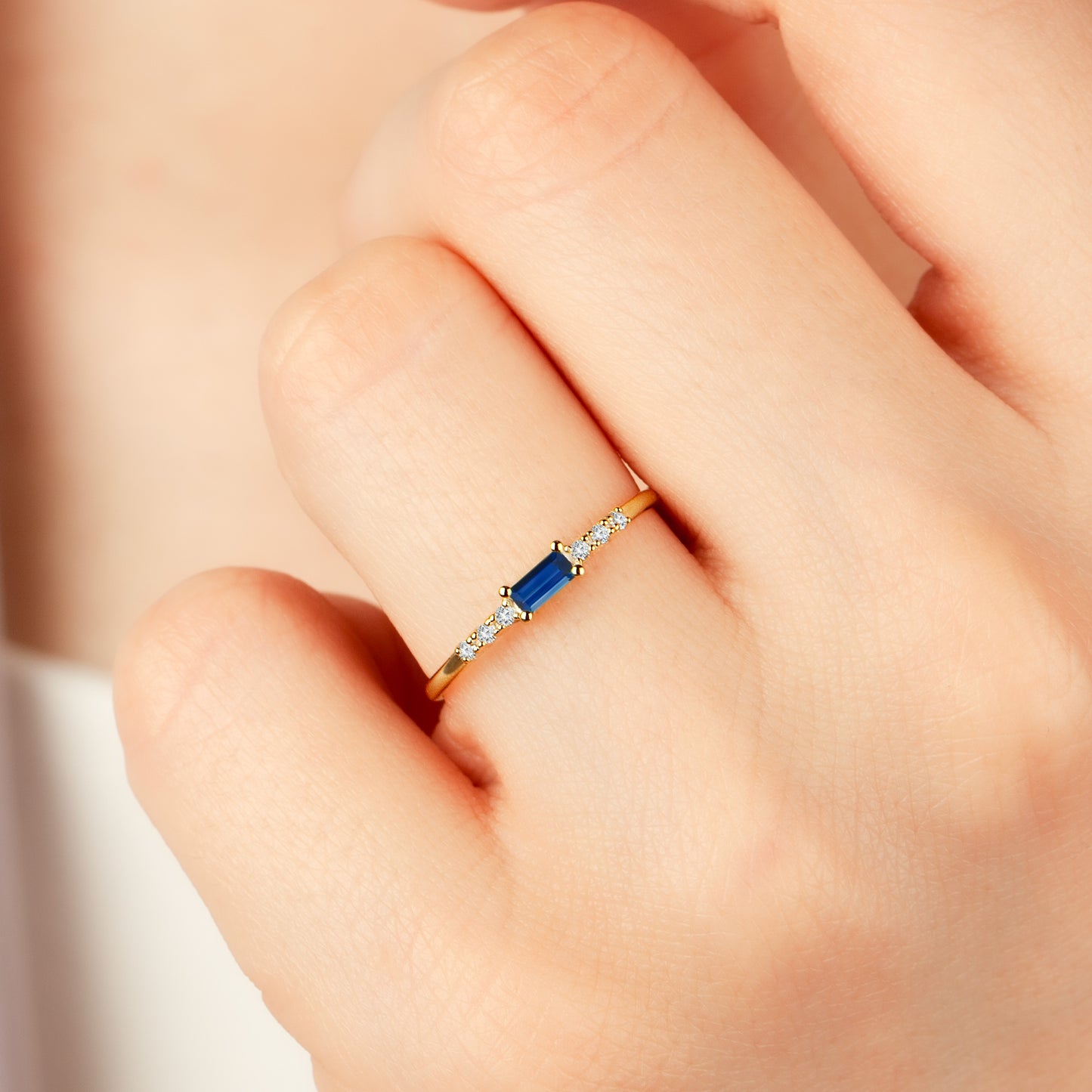 Sapphire Baguette 14K Ring in Gold