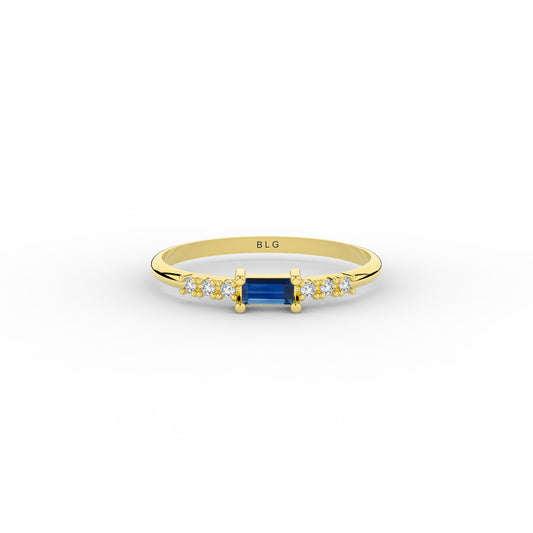 Sapphire Baguette 14K Ring in Gold