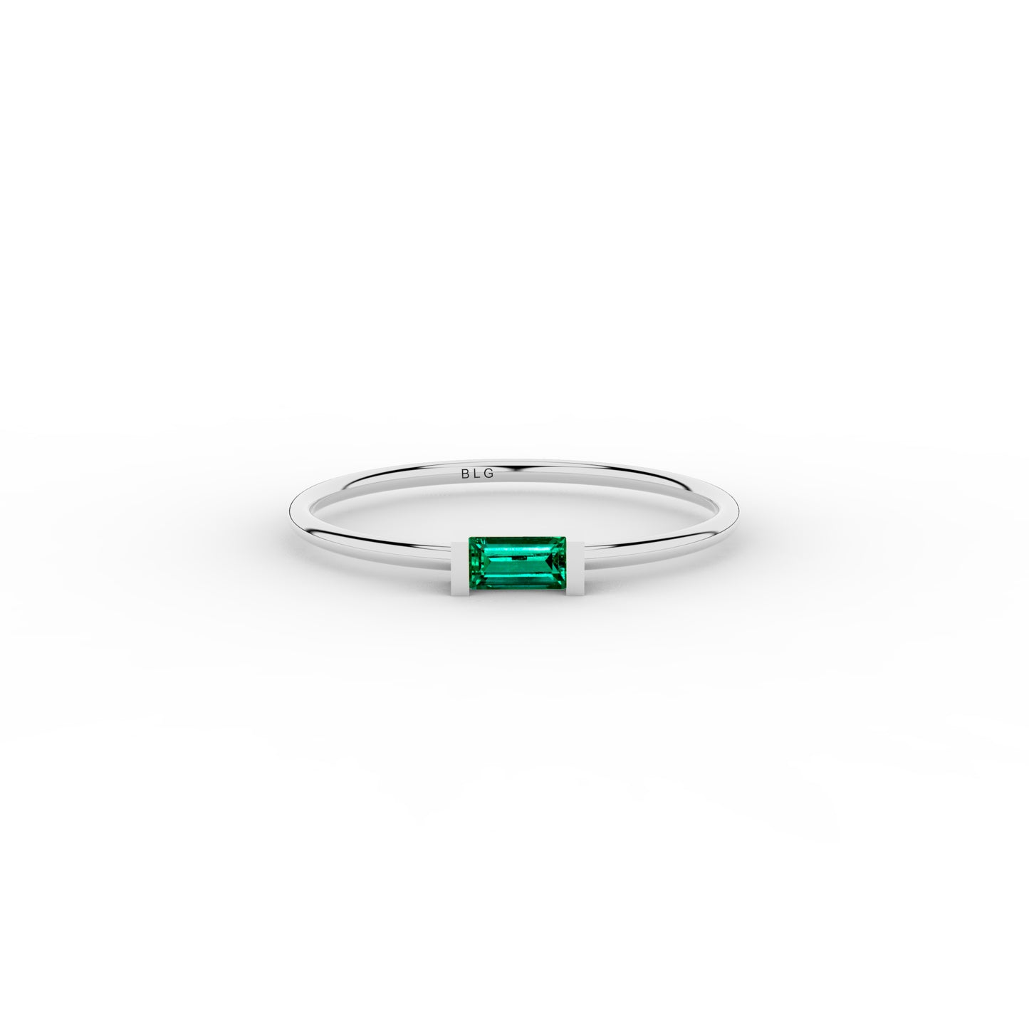 Emerald Dainty Simple Baguette Stacking 14K Ring in Gold