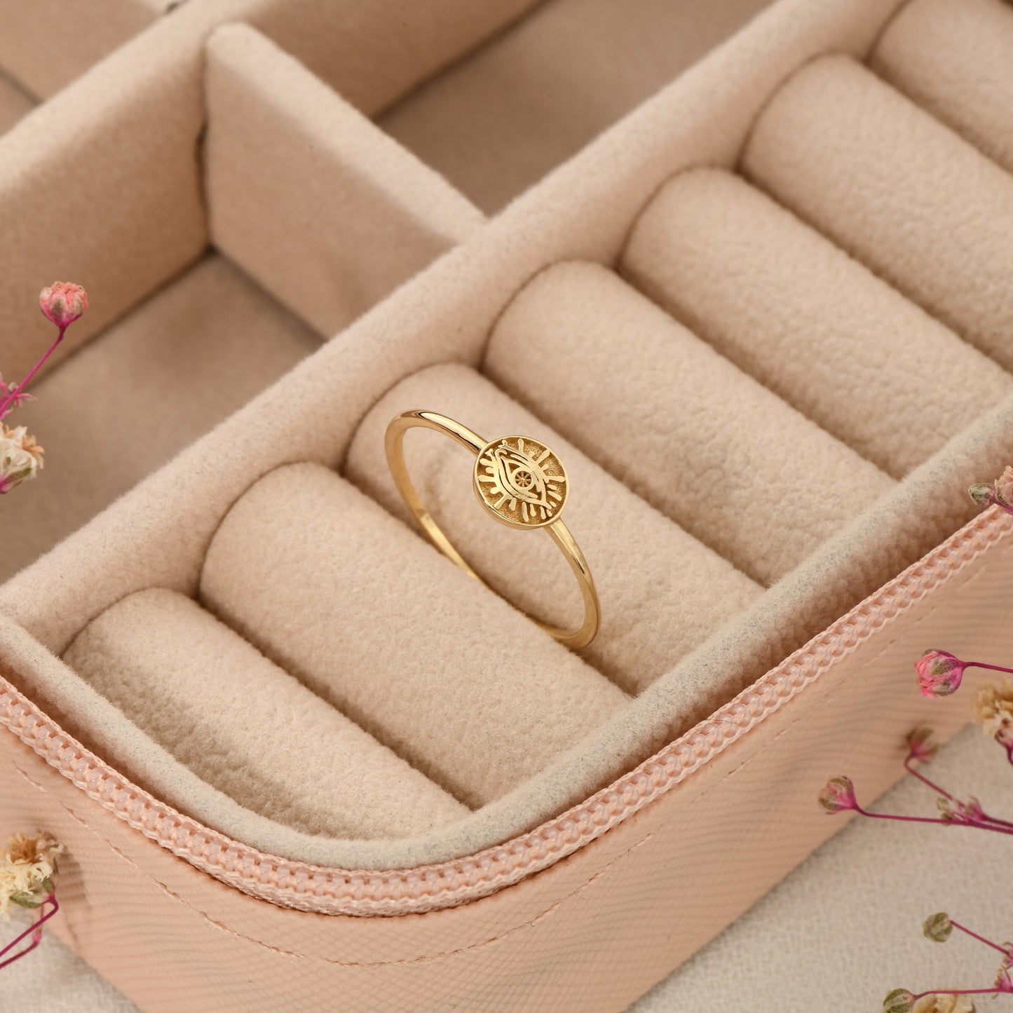 10k Solid Gold Eye Medallion Ring
