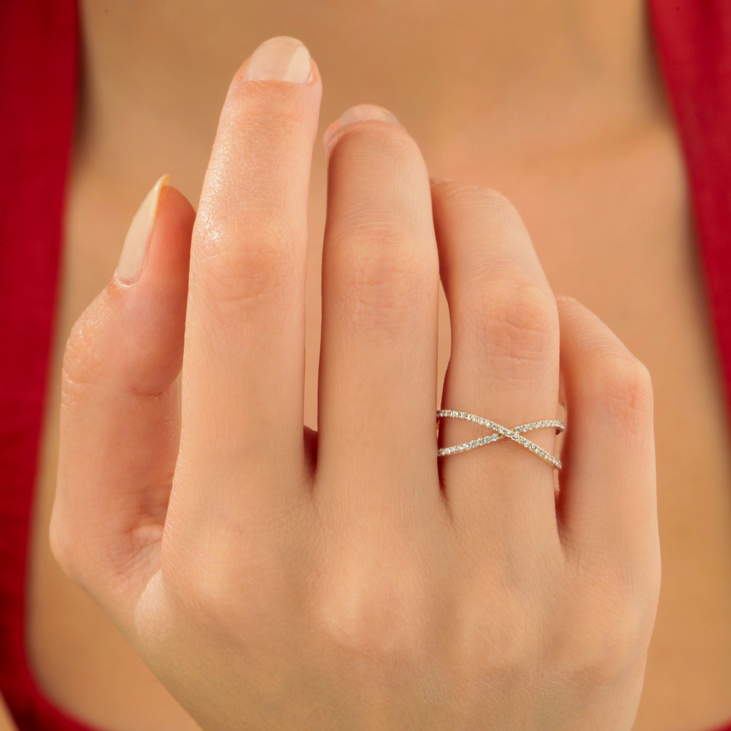 14K Solid Gold Criss Cross Ring