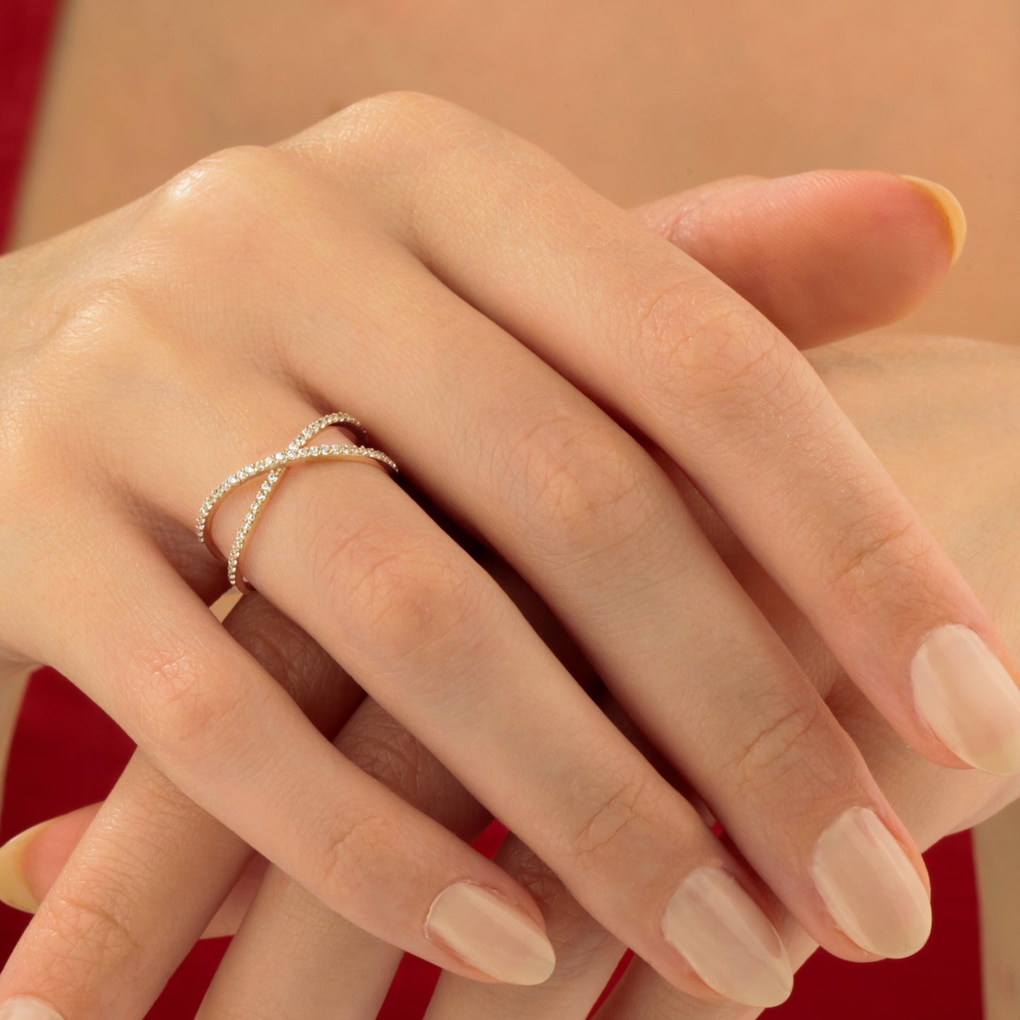 14K Solid Gold Criss Cross Ring