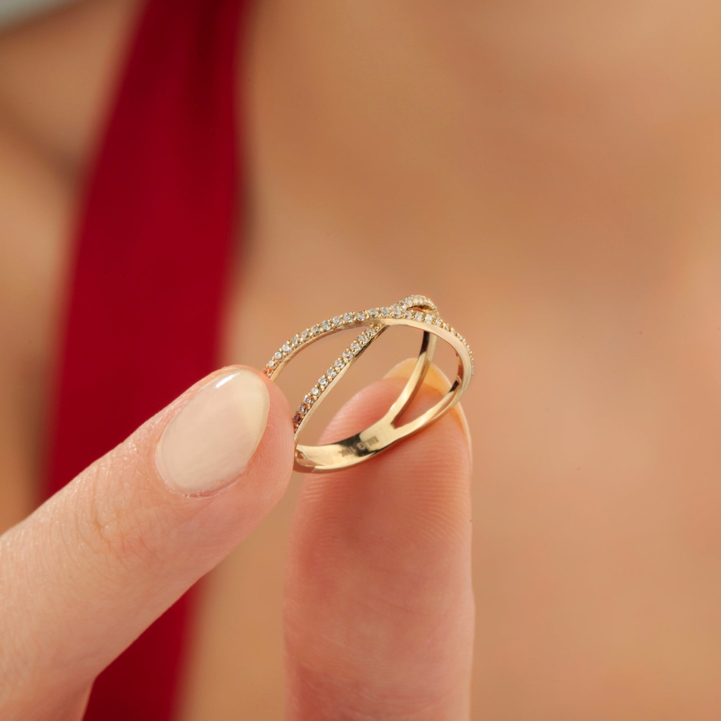 14K Solid Gold Criss Cross Ring