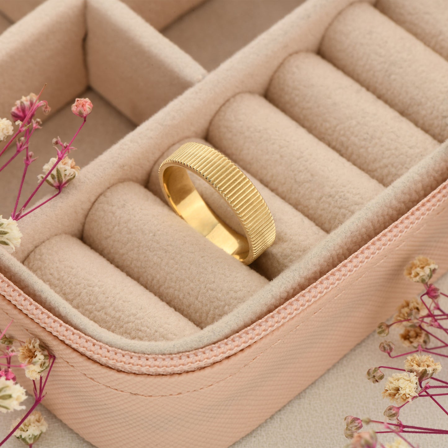 14K Textured Gold Band Ring