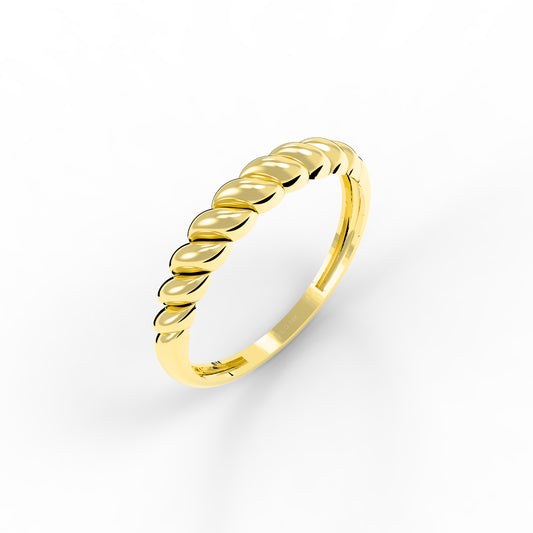 Croissant Dome 14k Solid Gold Band Ring