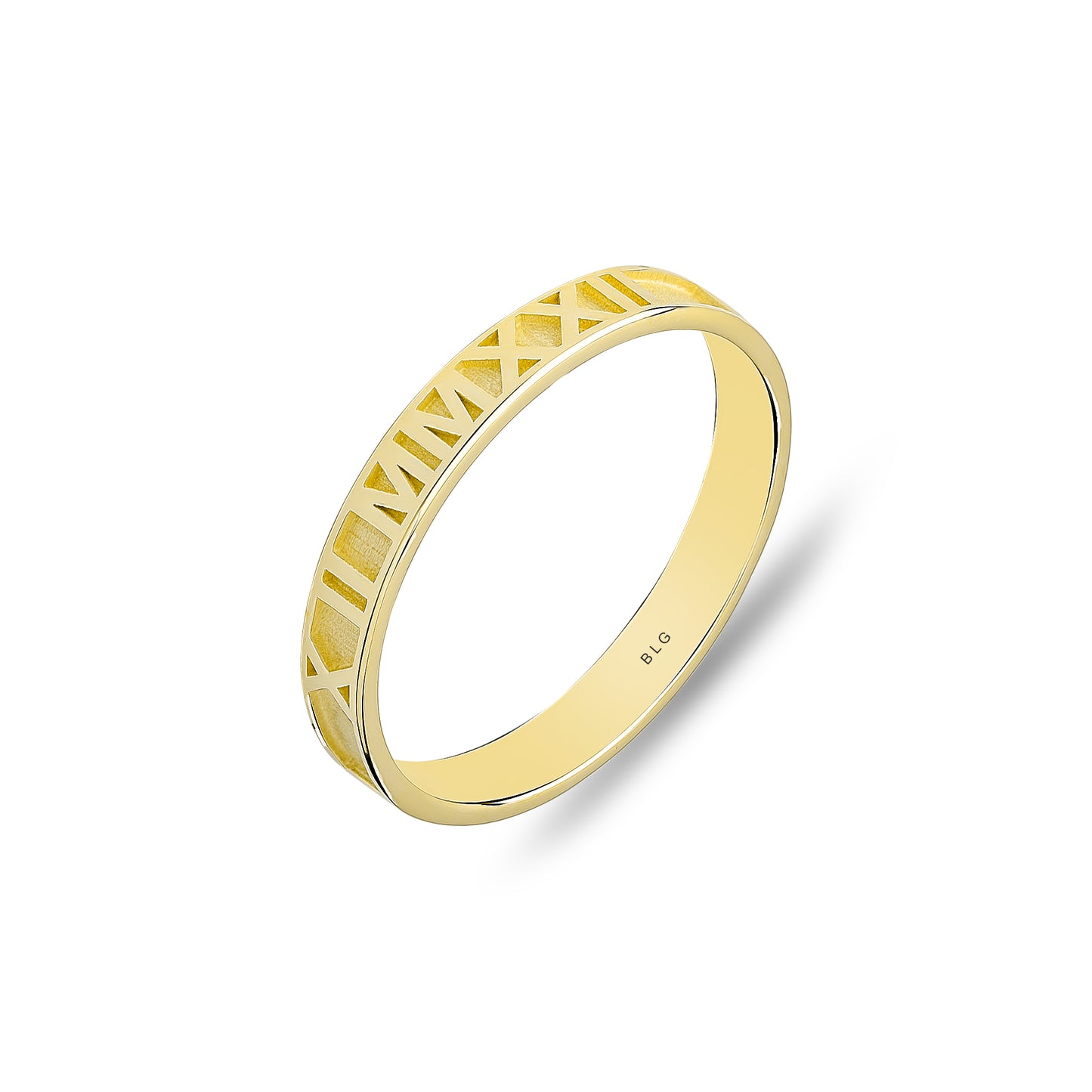 Personalized Roman Numeral Ring 14K Solid Gold