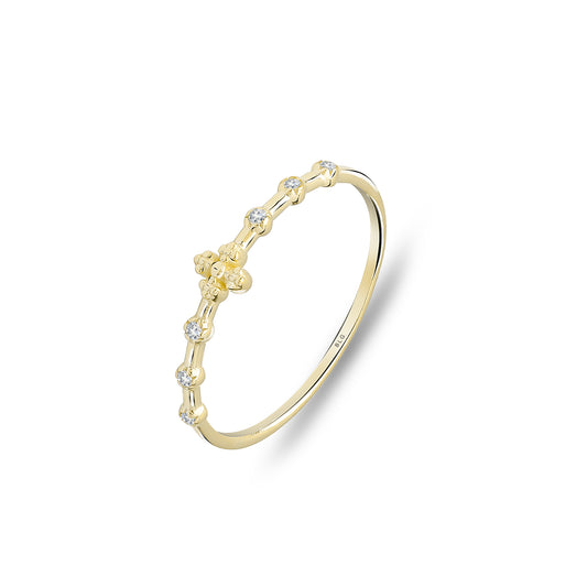 14K Solid Gold Tiny Cross Ring