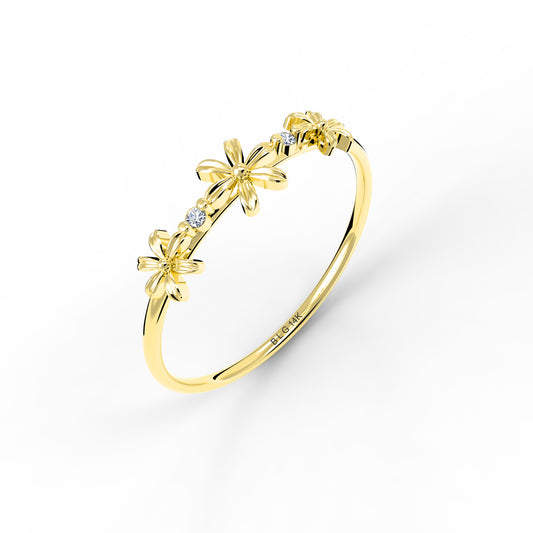 14K Solid Gold Daisy Mini Ring