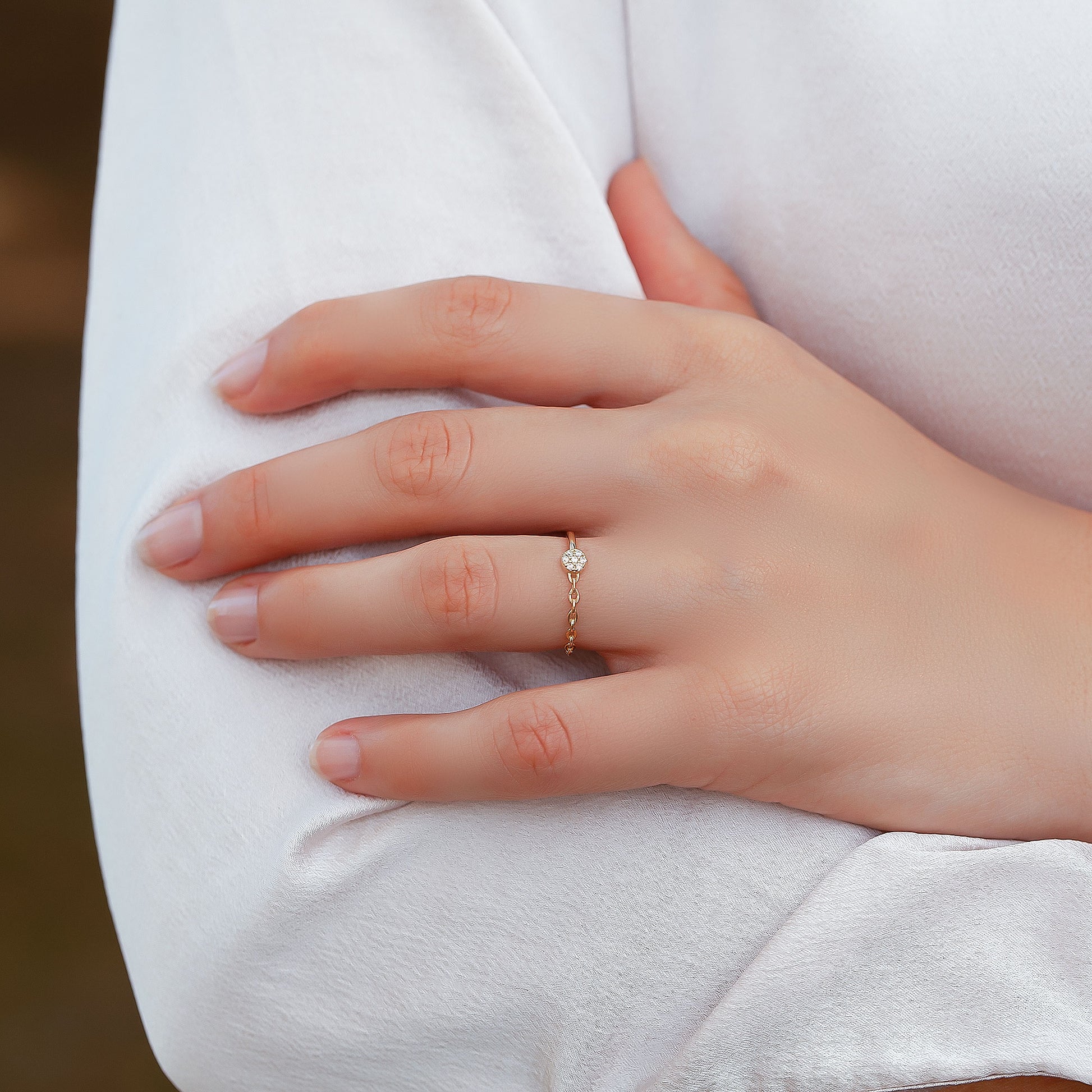 Solid Gold Chain Link Dainty Ring