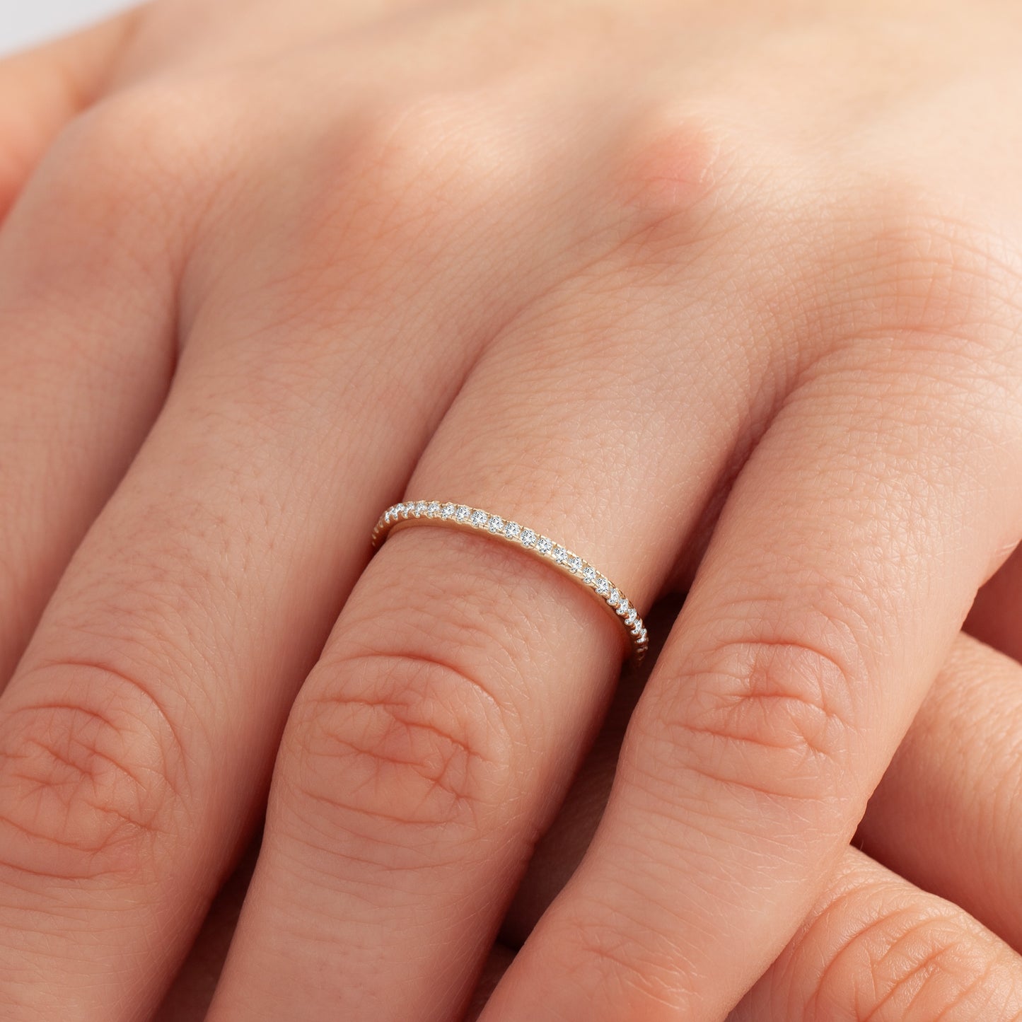 Gold Solid Micro Pave Eternity Band