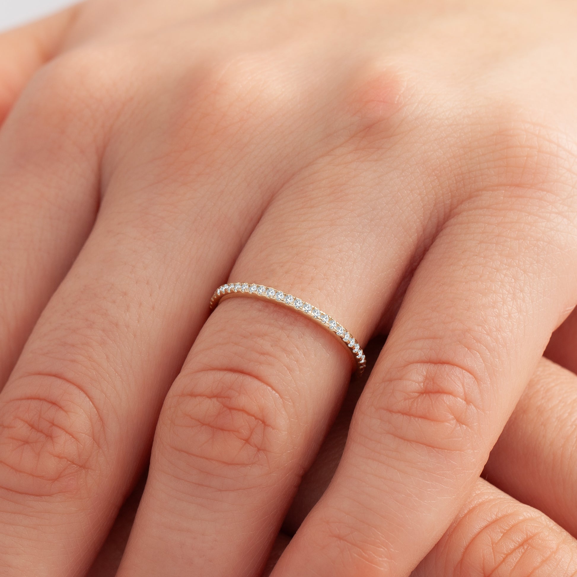 Gold Solid Micro Pave Eternity Band