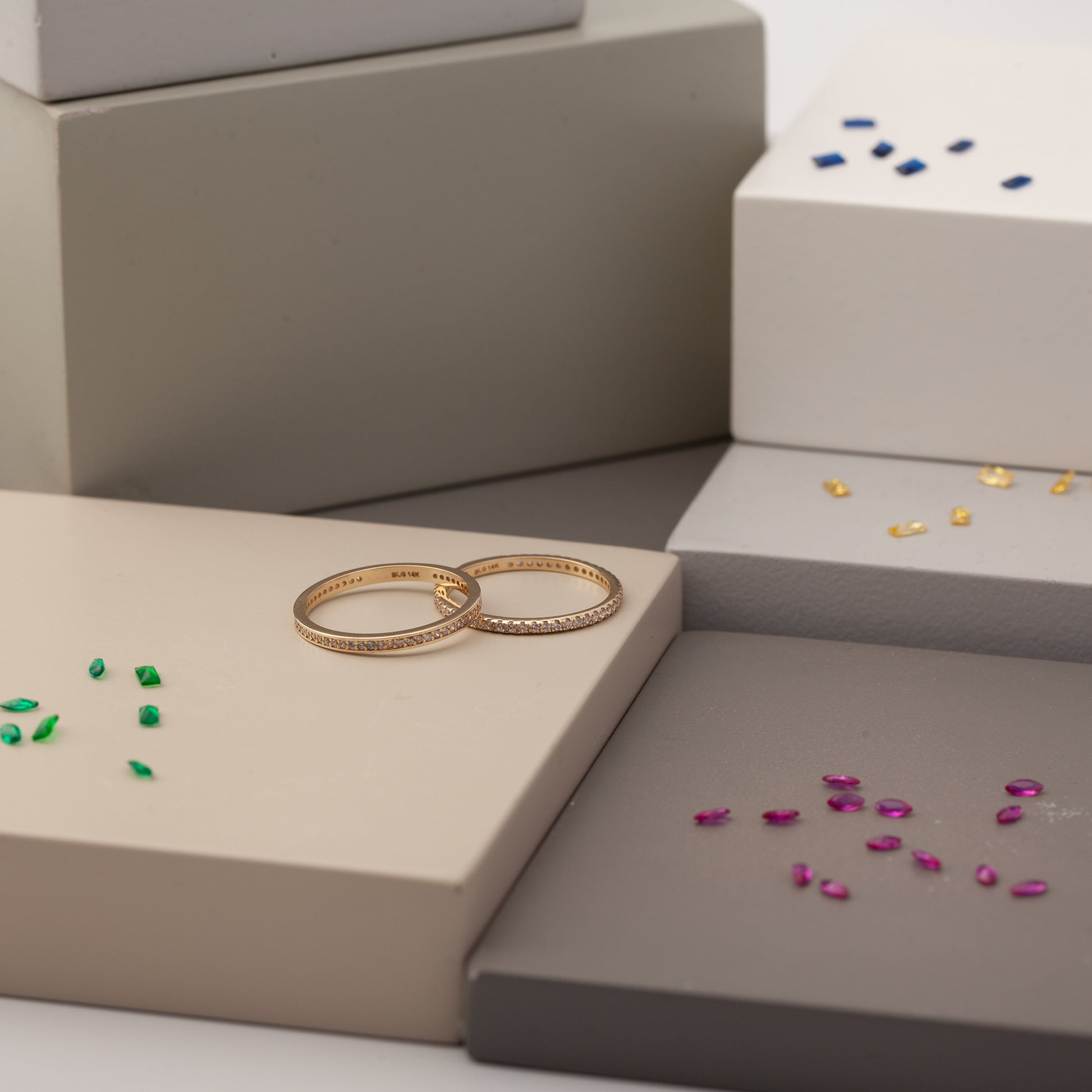 Gold Solid Micro Pave Eternity Band