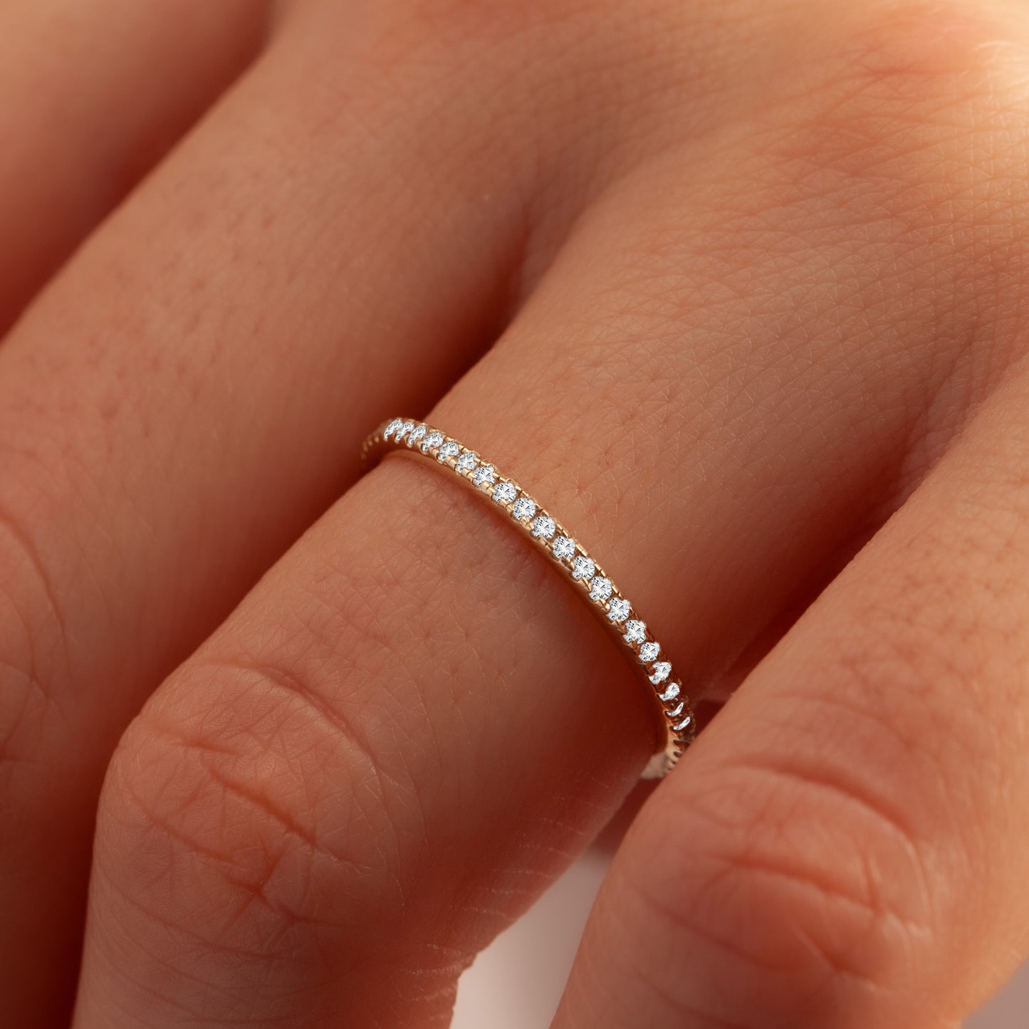 Gold Solid Micro Pave Eternity Band