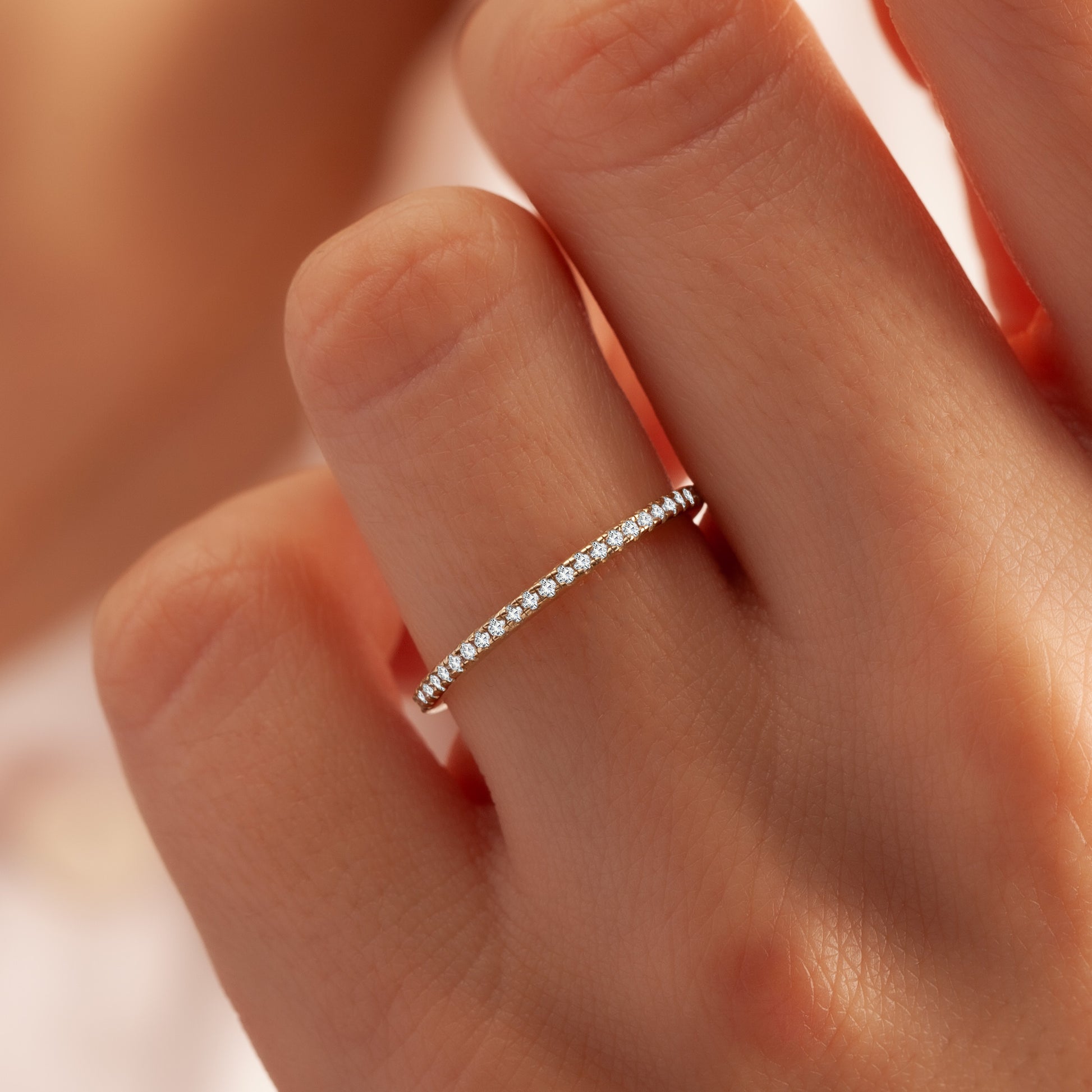 Gold Solid Micro Pave Eternity Band