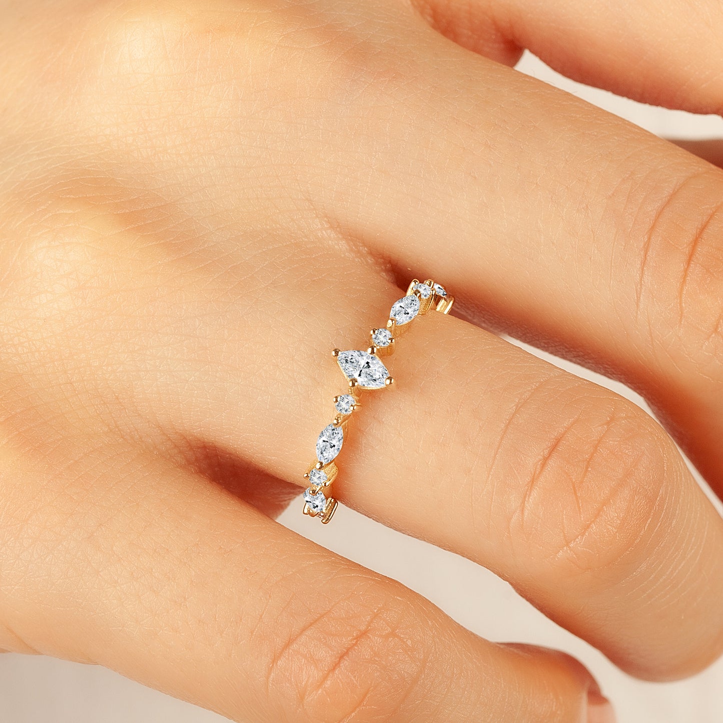 14K Marquise Vintage Style Solitaire Ring in Gold