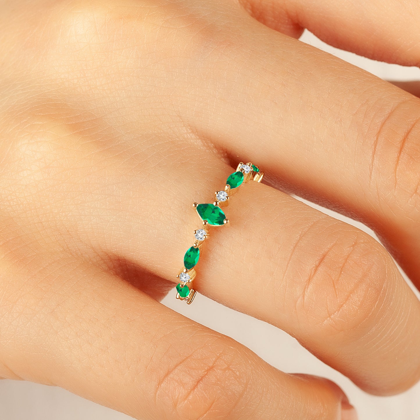 14K Emerald Marquise Ring in Gold