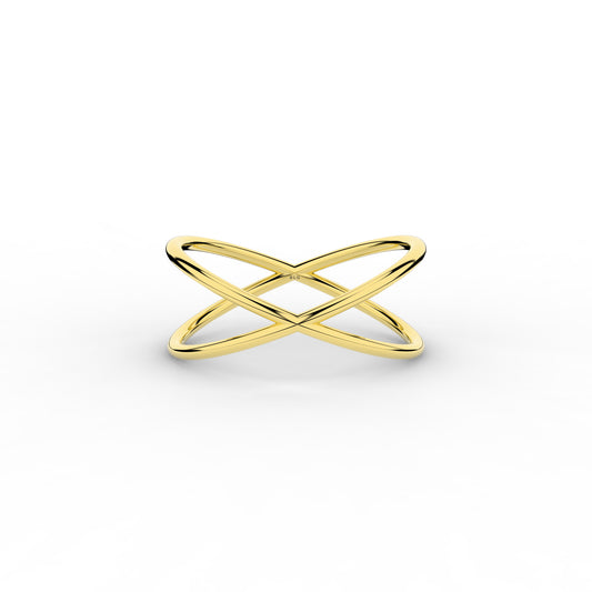 Criss Cross Ring 14K Solid Gold