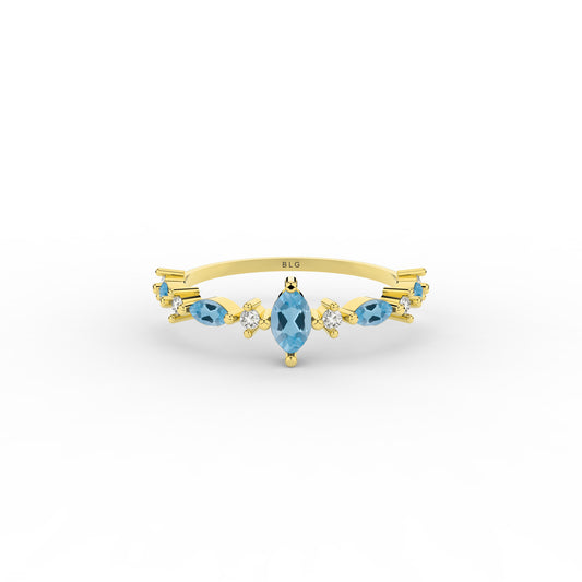 Aquamarine Marquise 14K Ring in Gold