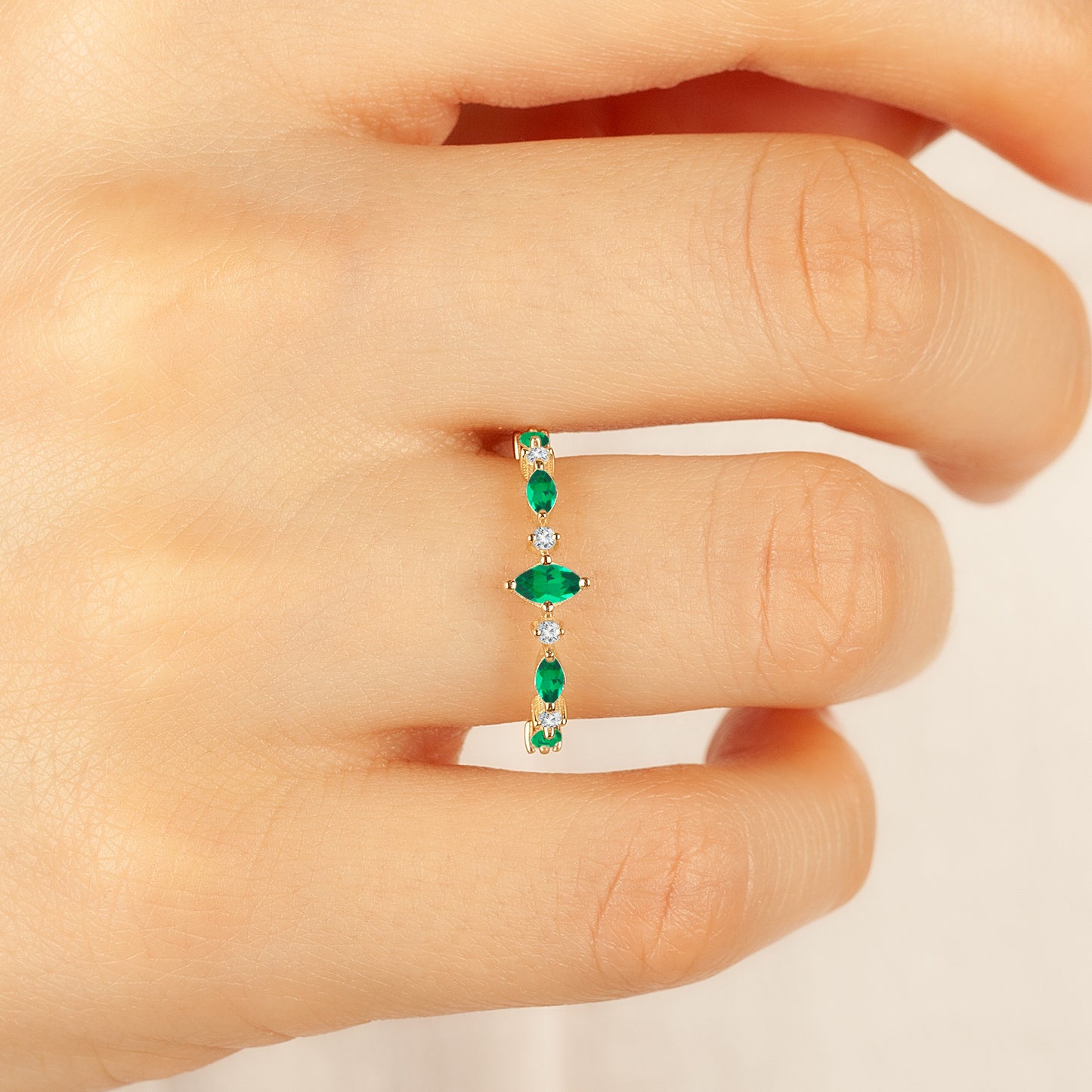 14K Emerald Marquise Ring in Gold