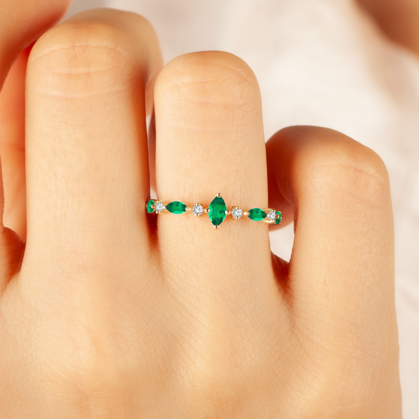 14K Emerald Marquise Ring in Gold