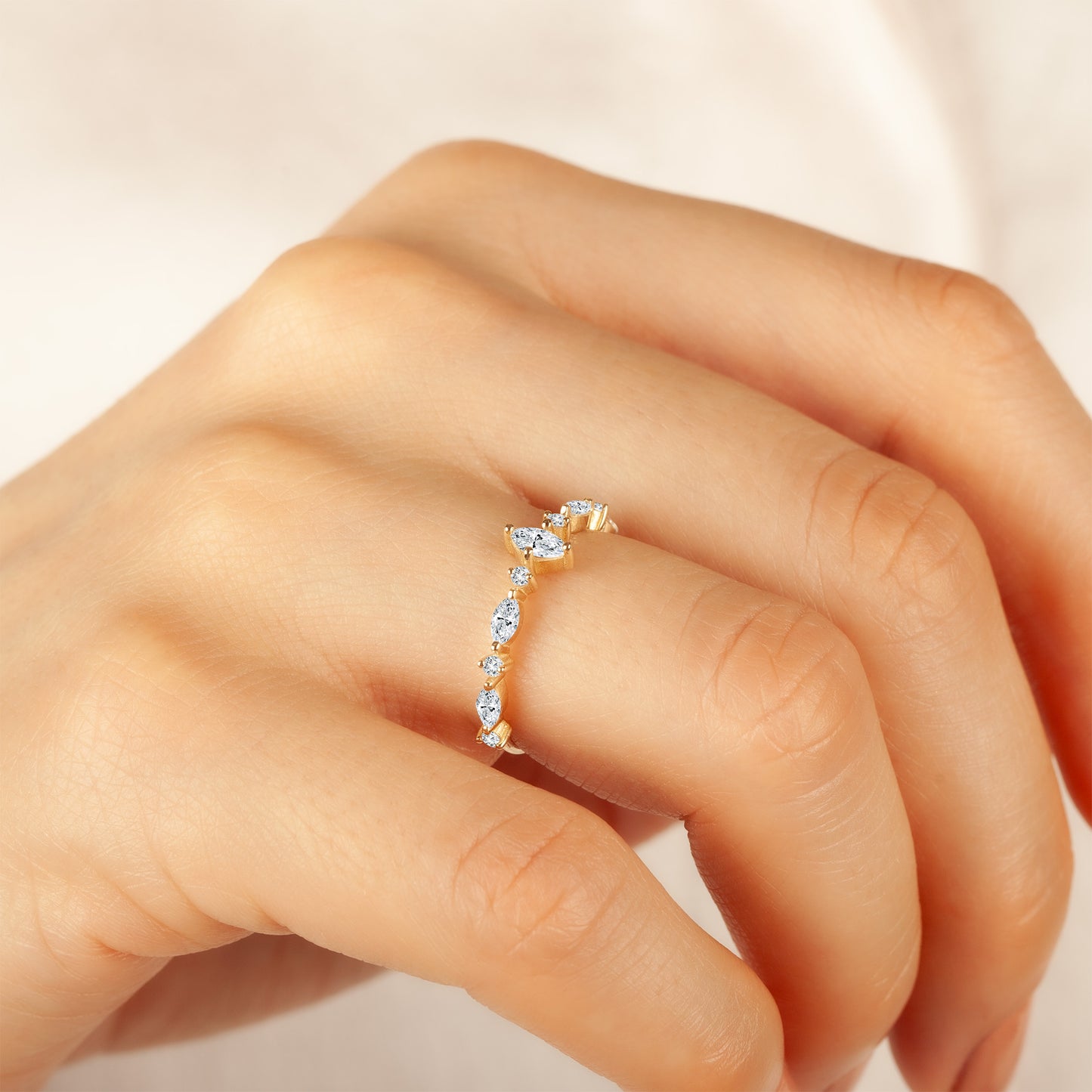 14K Marquise Vintage Style Solitaire Ring in Gold