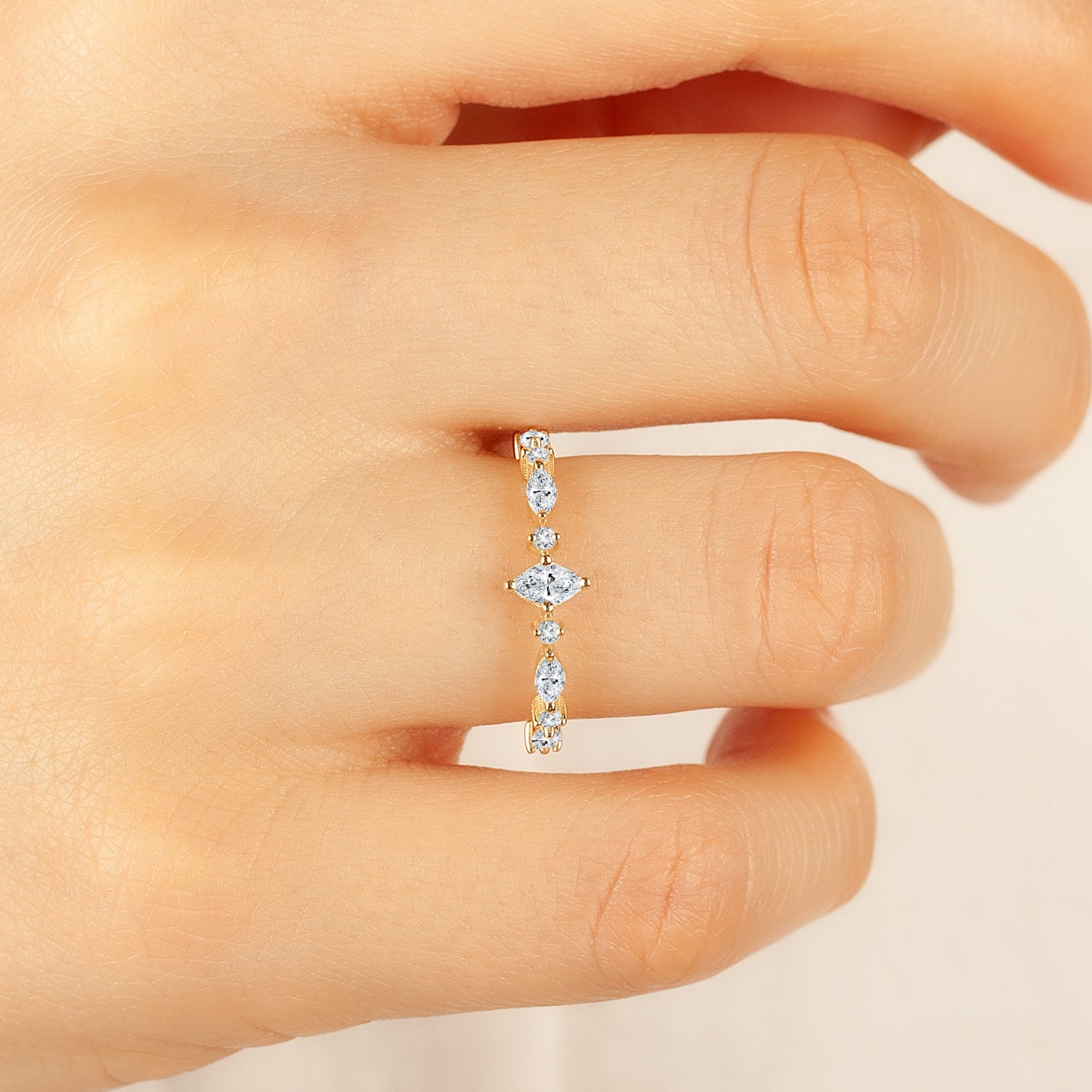 14K Marquise Vintage Style Solitaire Ring in Gold