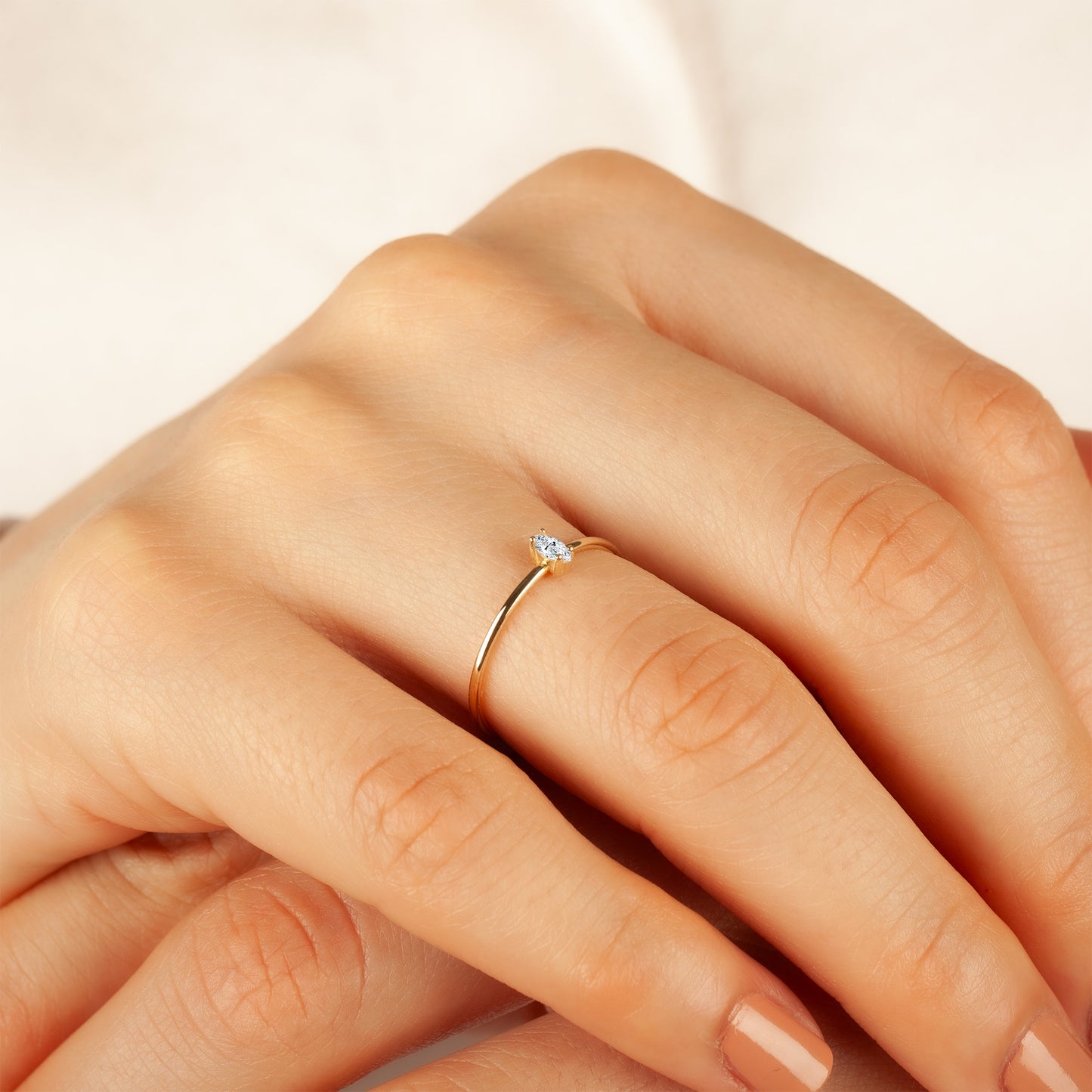 Marquise Solitaire Ring 14K Solid Gold