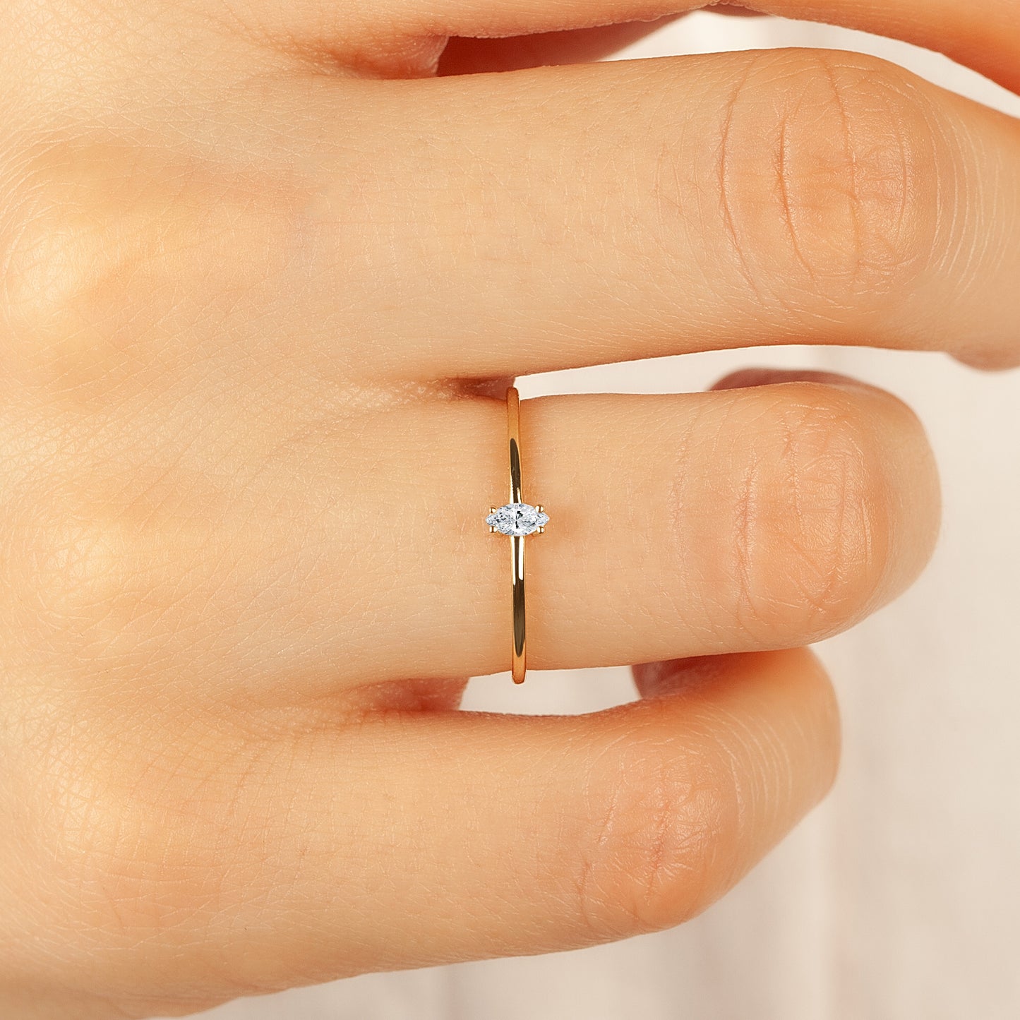 Marquise Solitaire Ring 14K Solid Gold