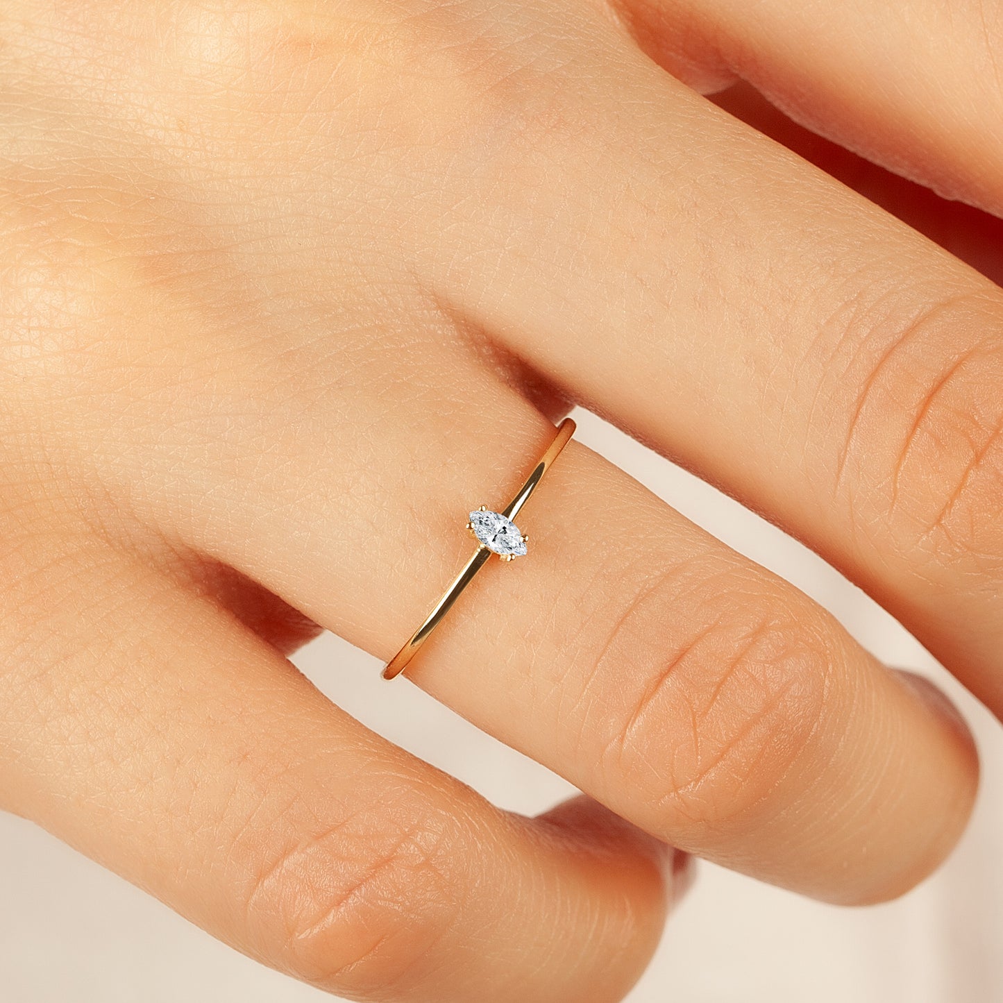 Marquise Solitaire Ring 14K Solid Gold