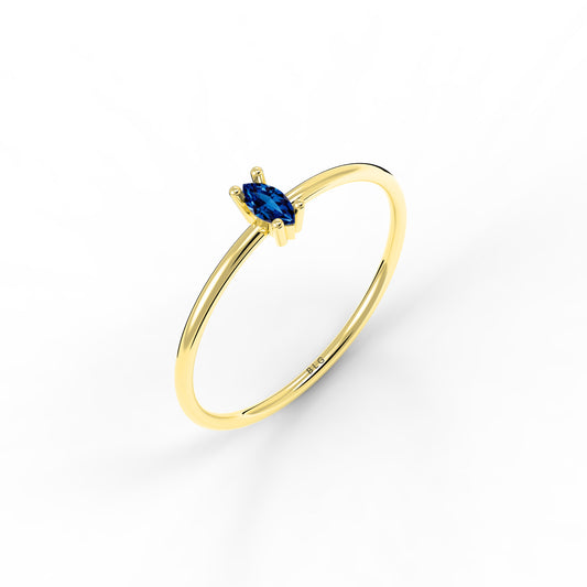Marquise Solitaire Sapphire Ring 14K Solid Gold